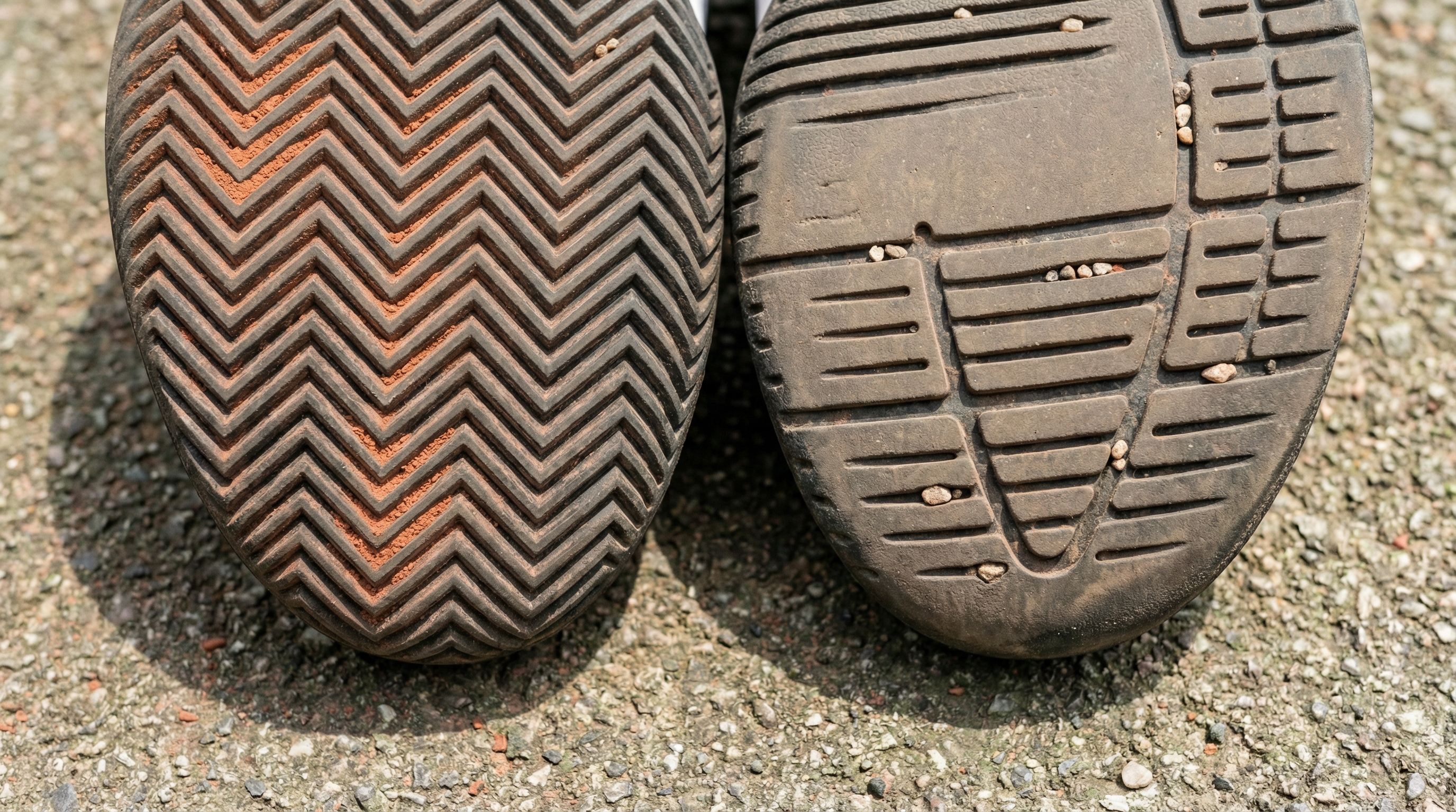 Macro Close-up Comparison of Padel and Tennis Outsoles