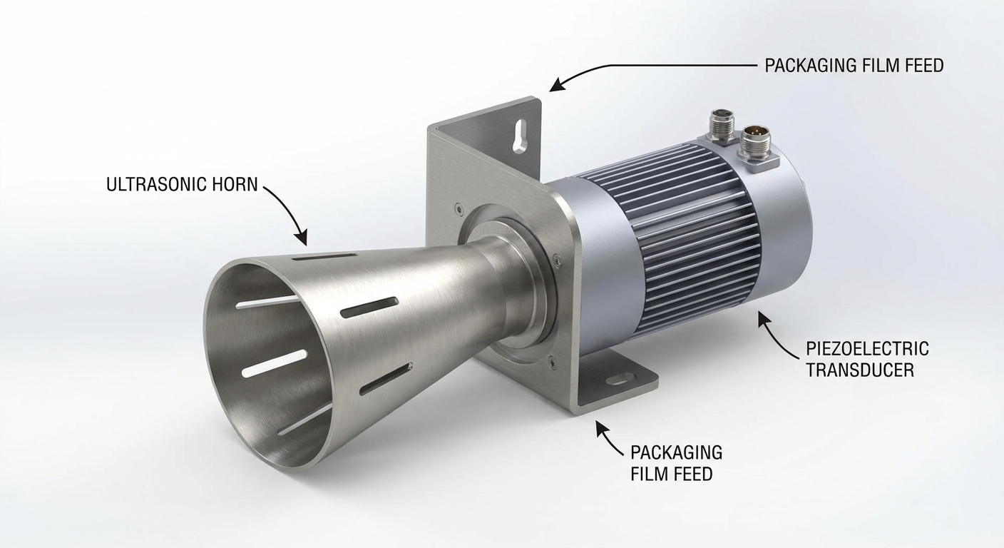 How does the ultrasonic horn improve packaging precision