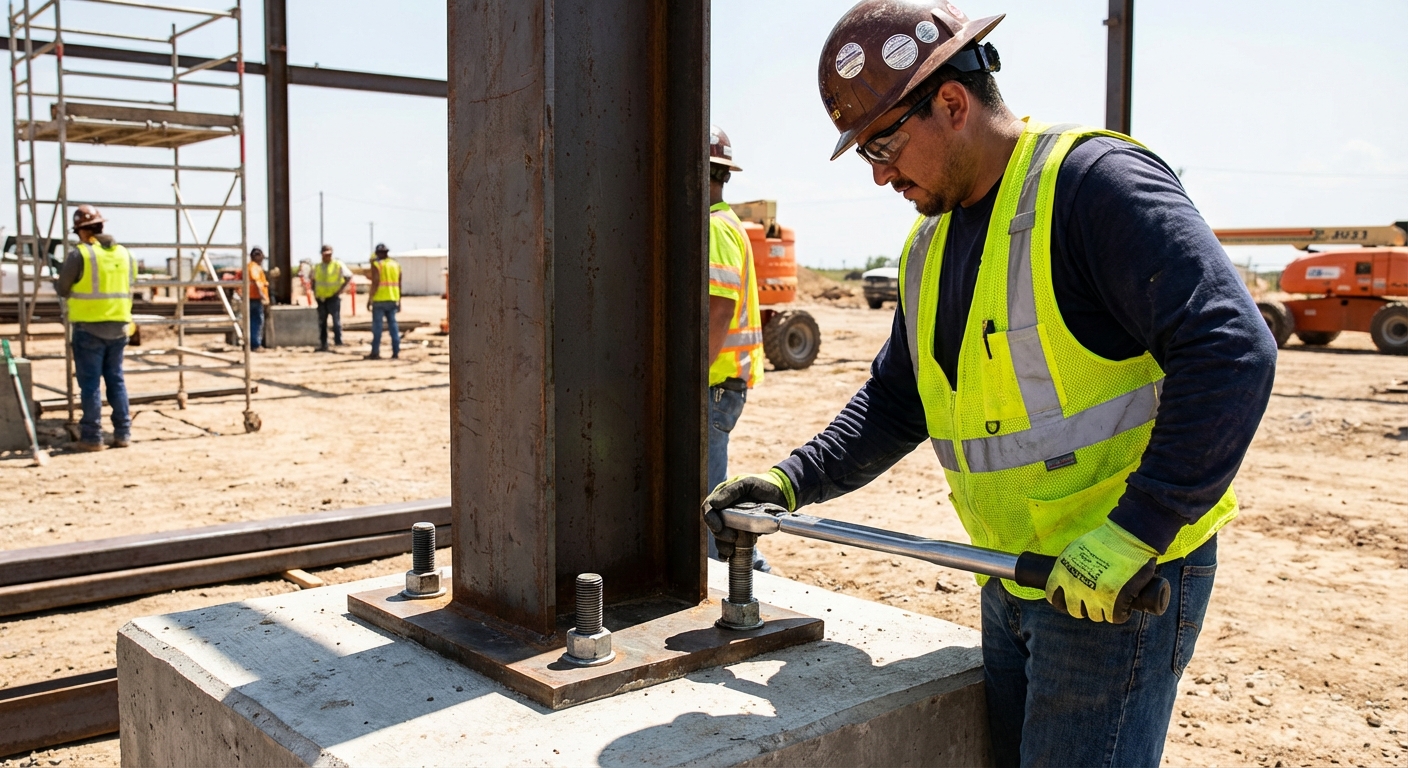 construction steel pillar installation