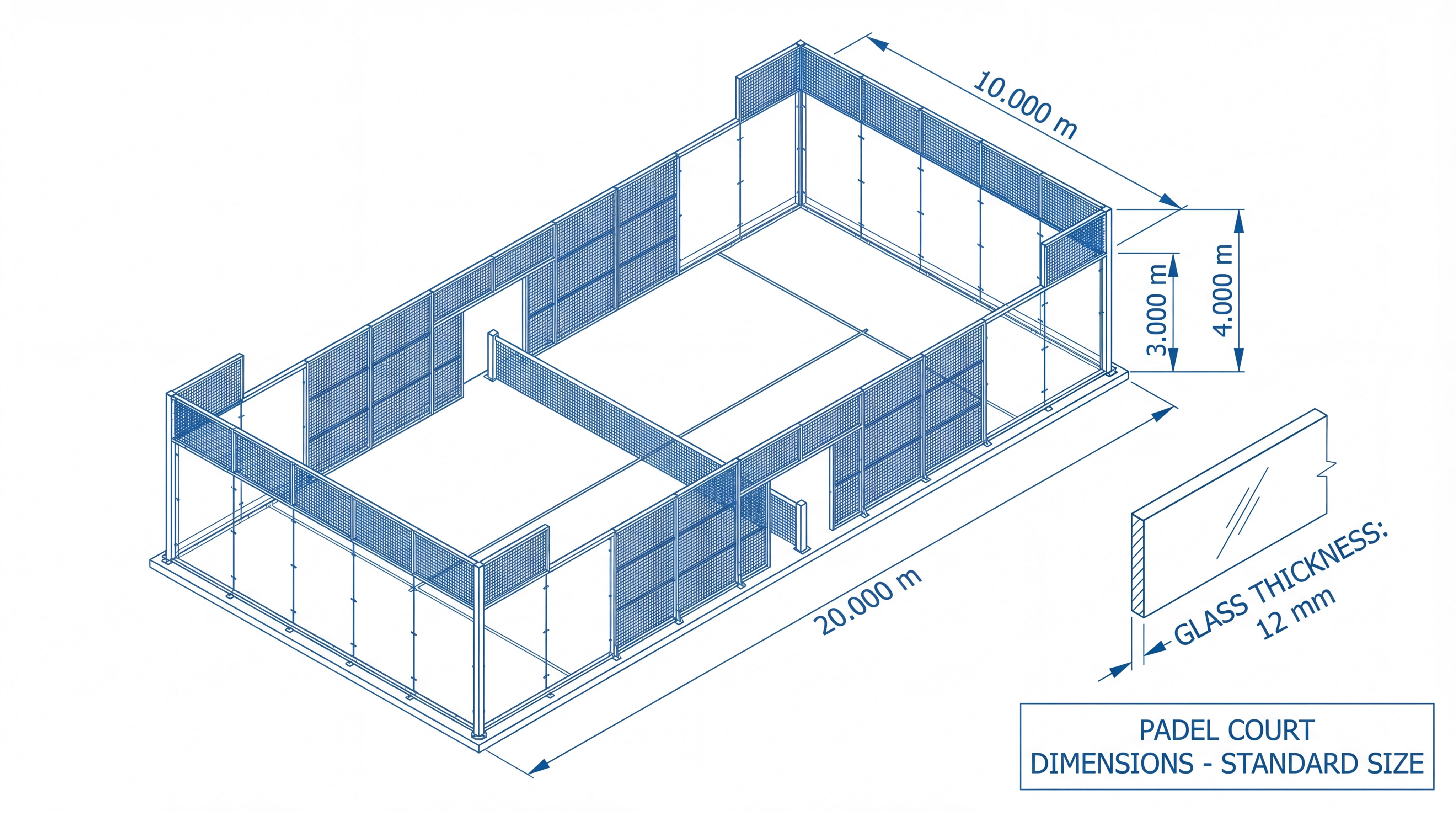 padel court cad schematic
