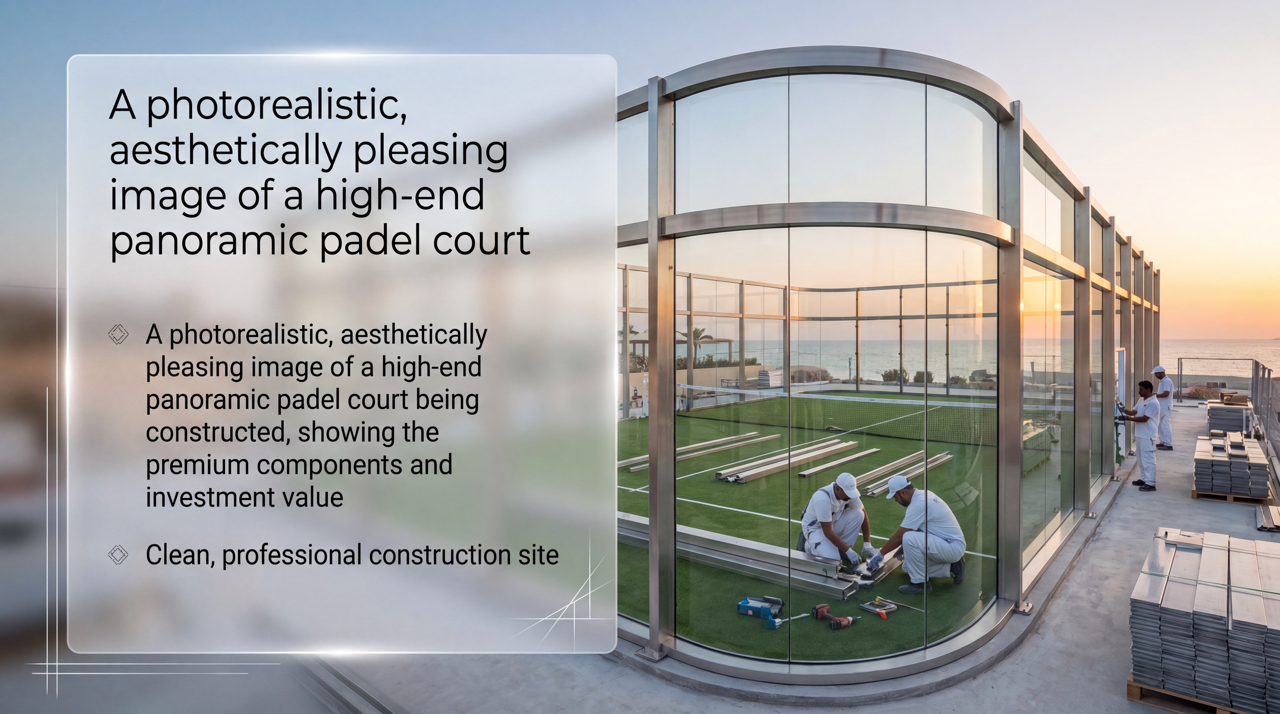 padel court construction panoramic