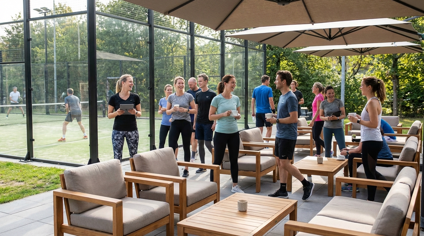 professional networking padel court lounge