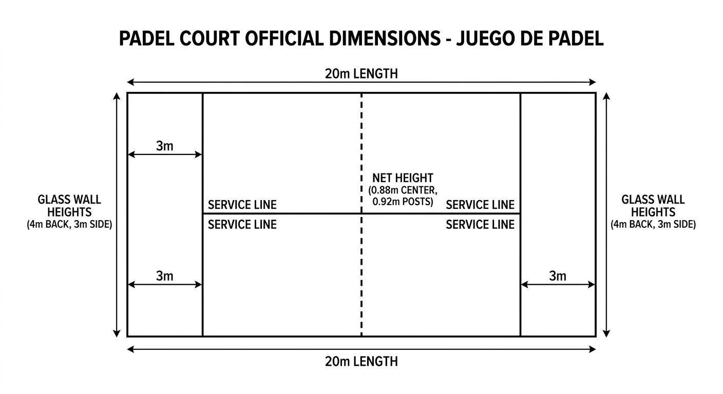 Padel court dimensions technical chart