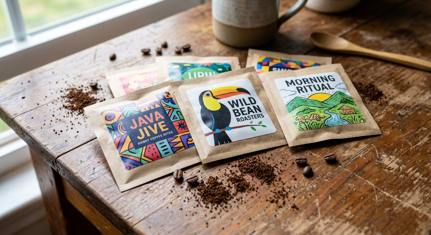 colorful custom drip coffee bags