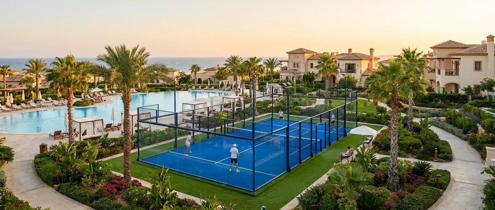 luxury padel court panoramic