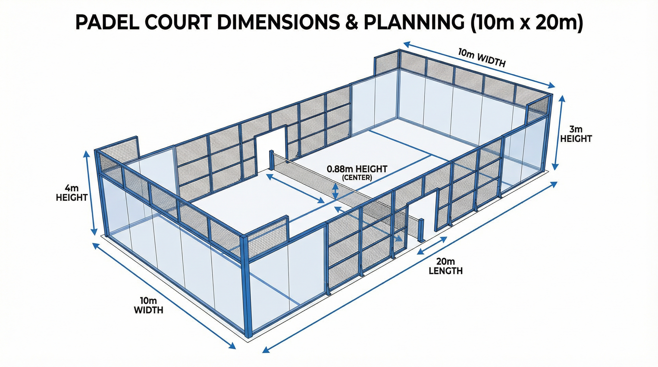 padel court technical diagram