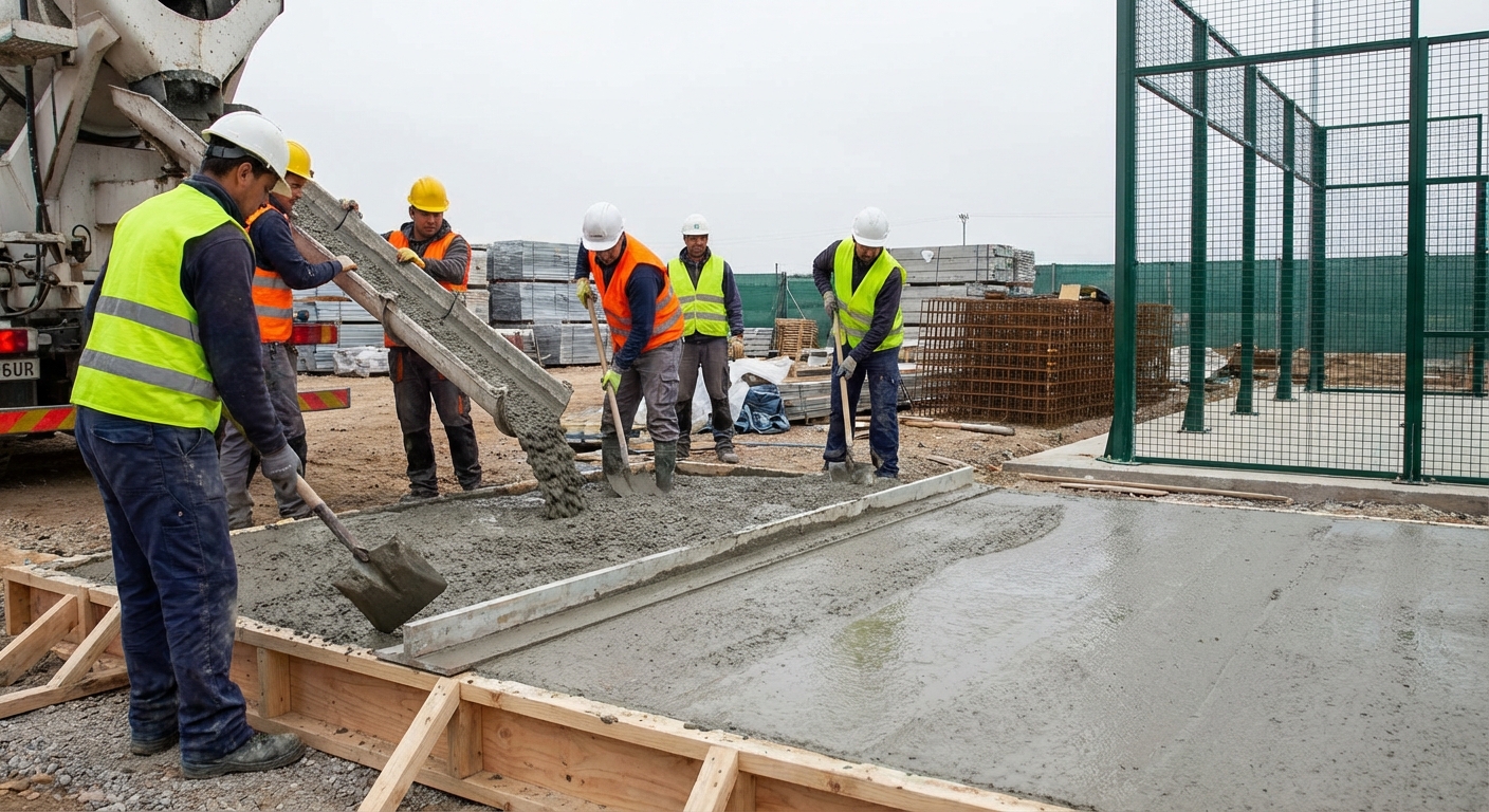 concrete foundation padel court