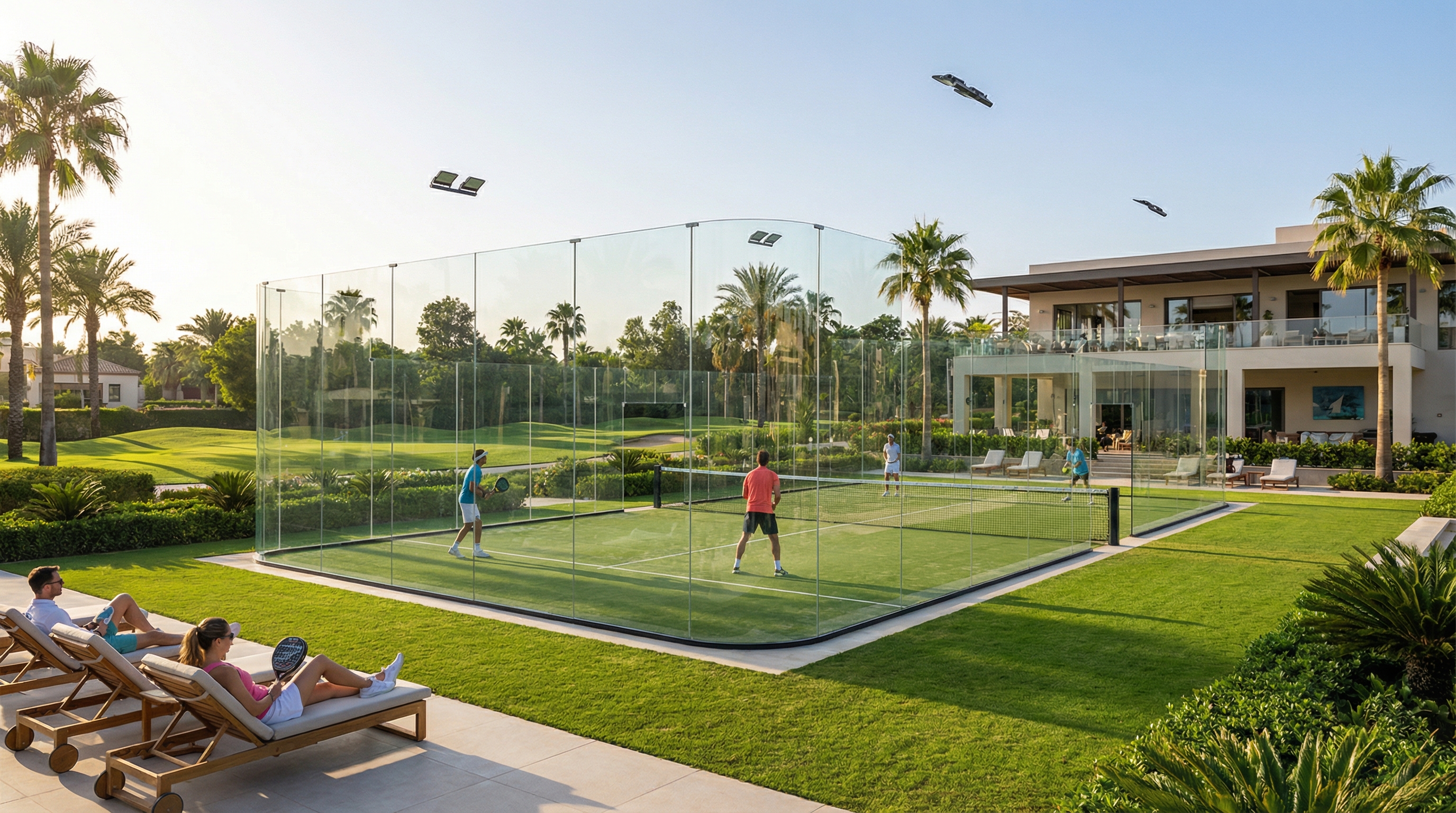 panoramic glass padel court design