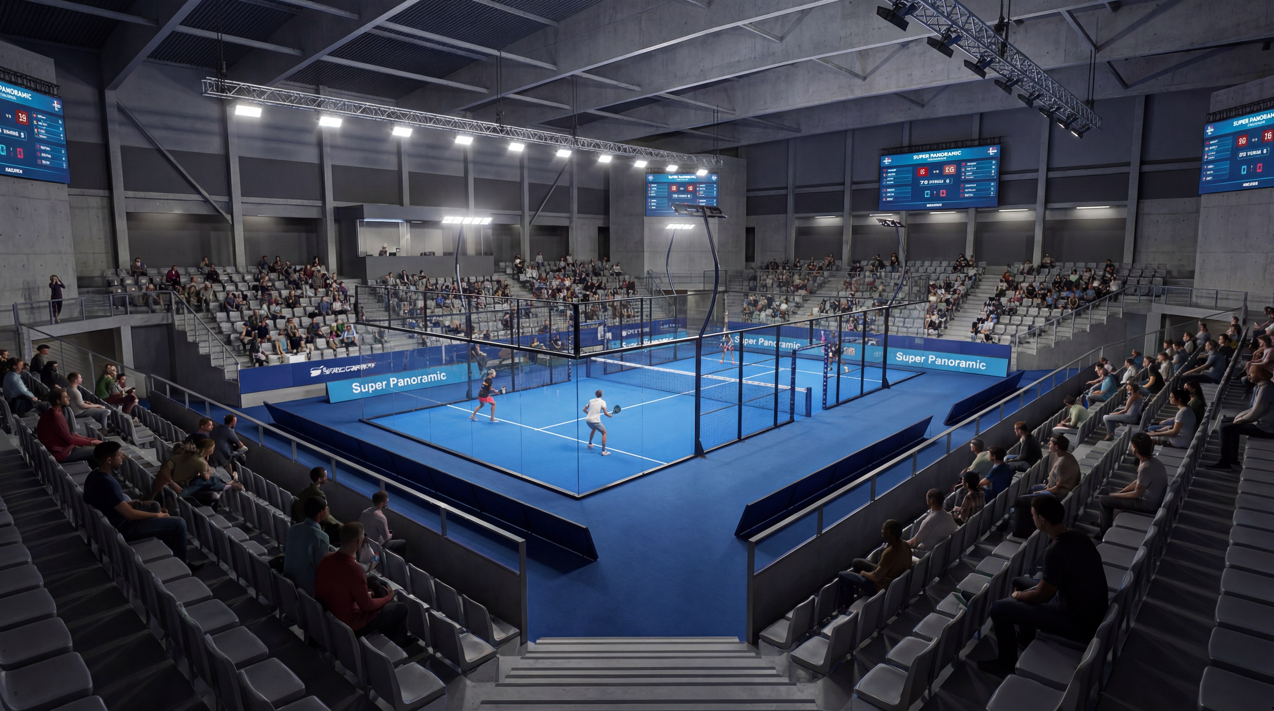 padel court panoramic interior
