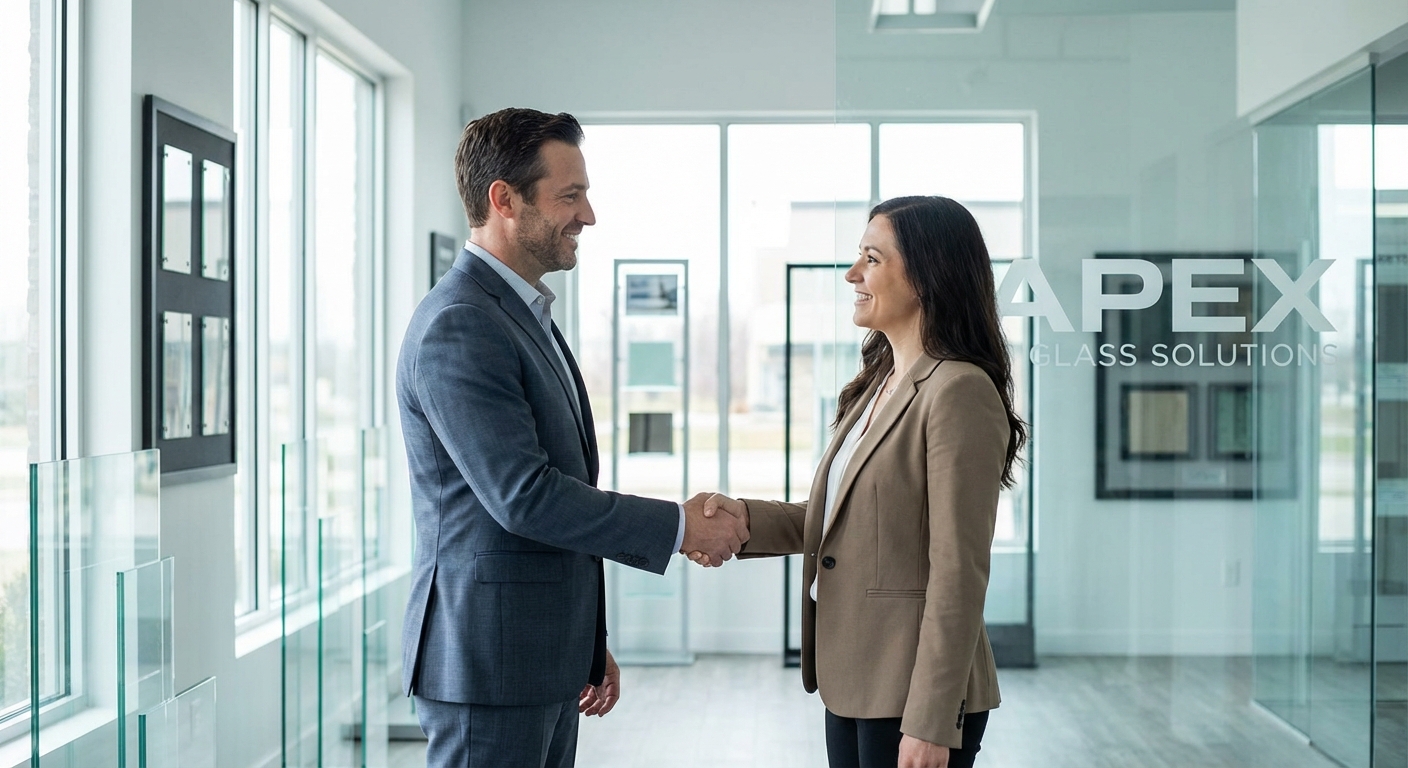 glass consultant client handshake