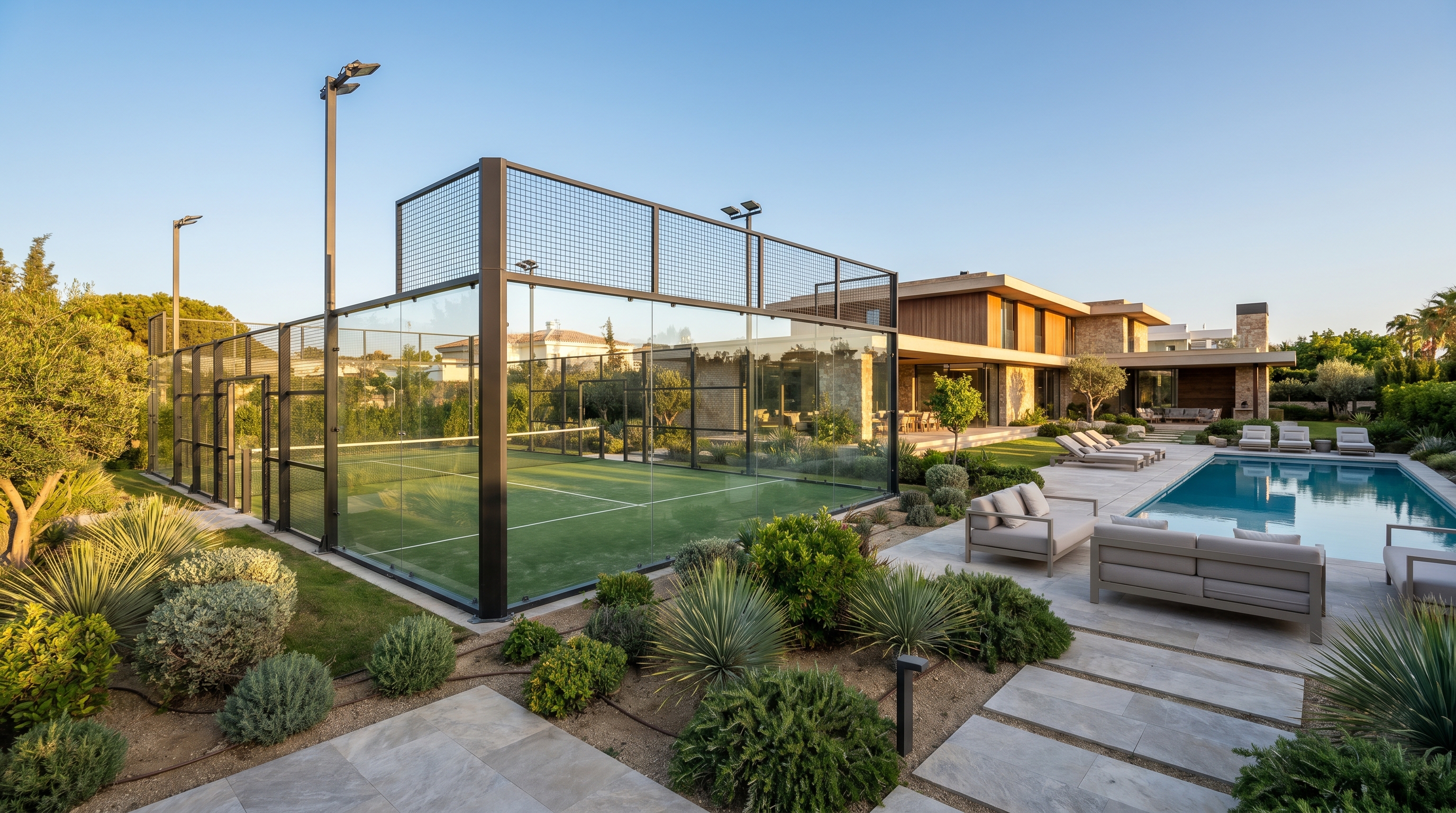 luxury padel court backyard
