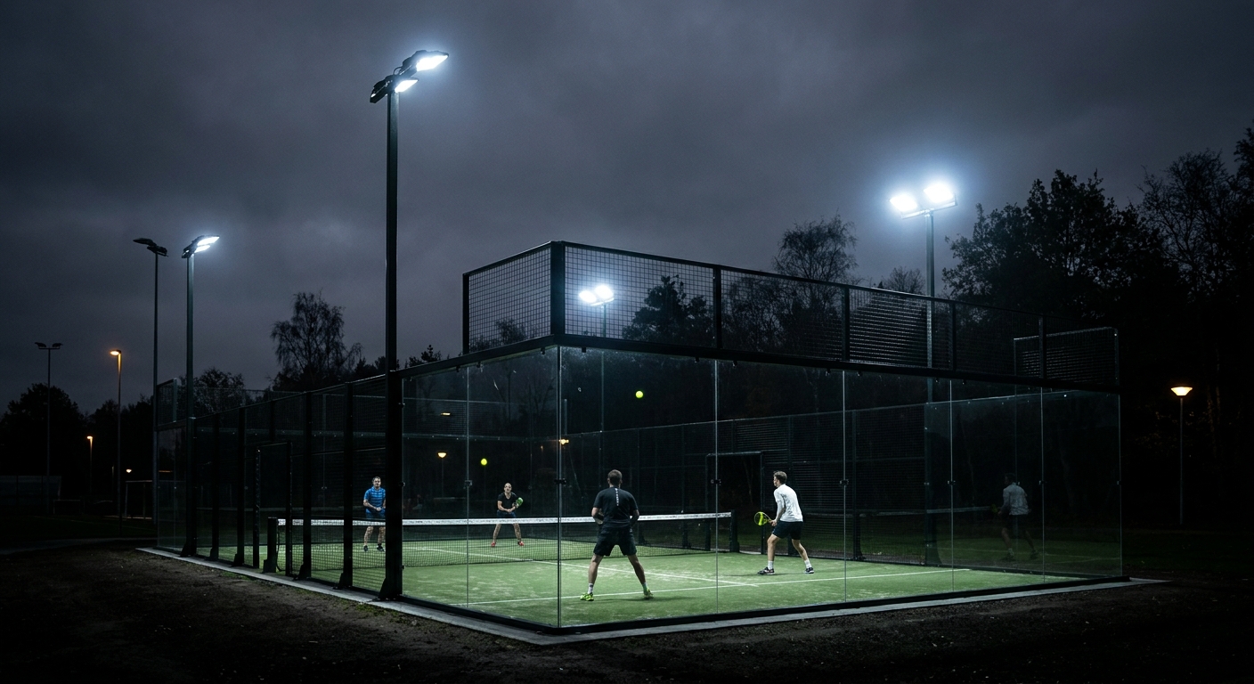 illuminated padel court night index 7