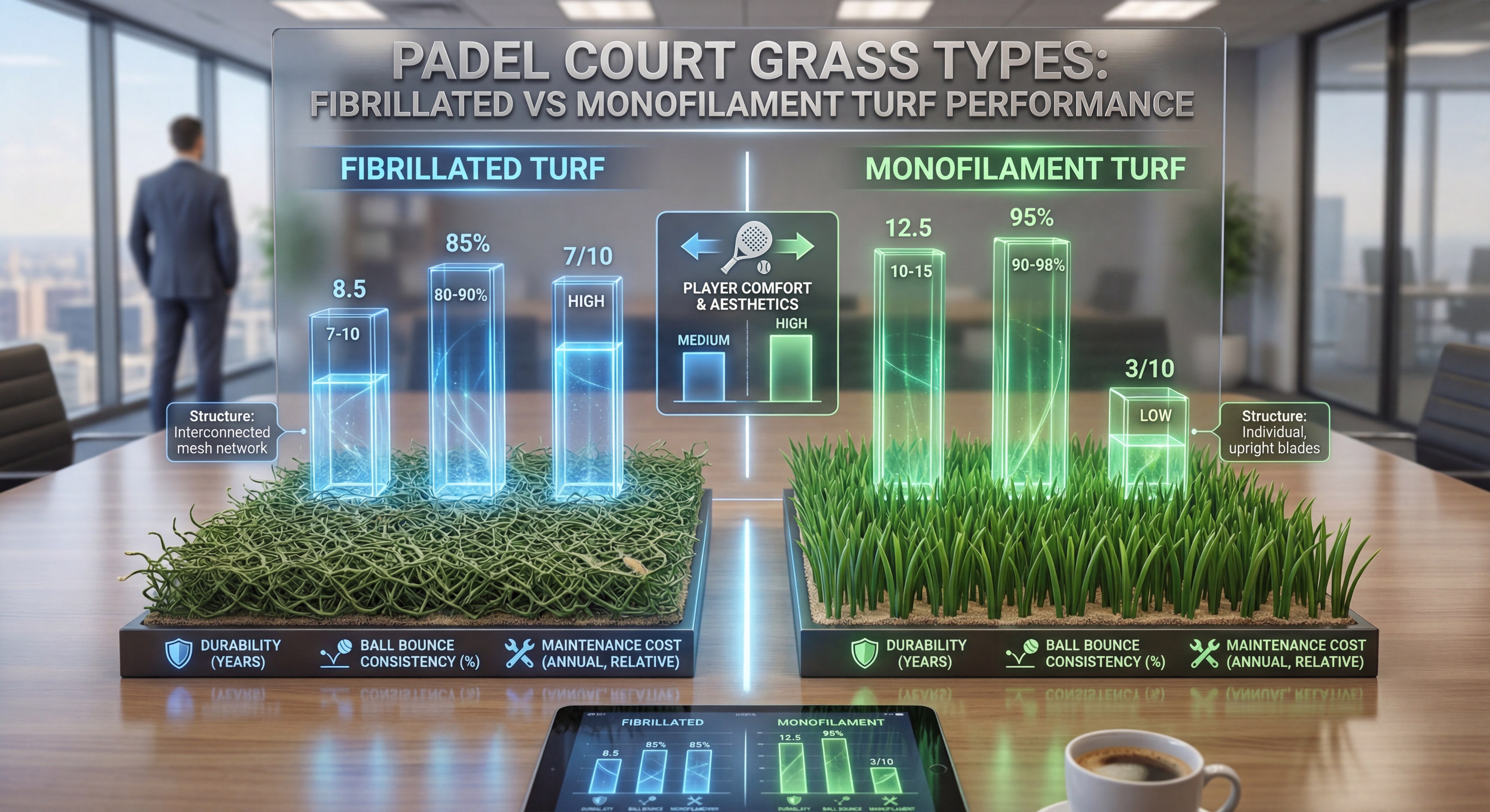 Detailed texture view of high-density fibrillated padel turf
