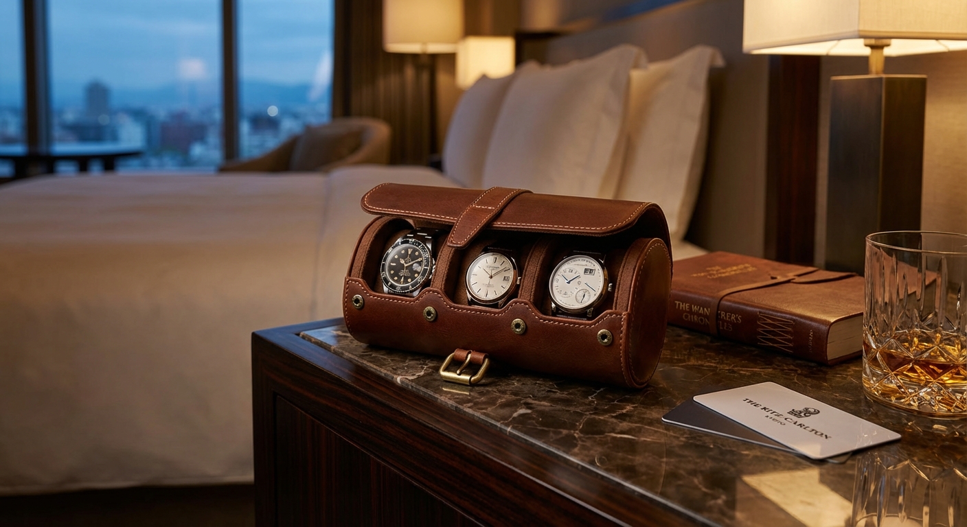 luxury leather travel watch roll