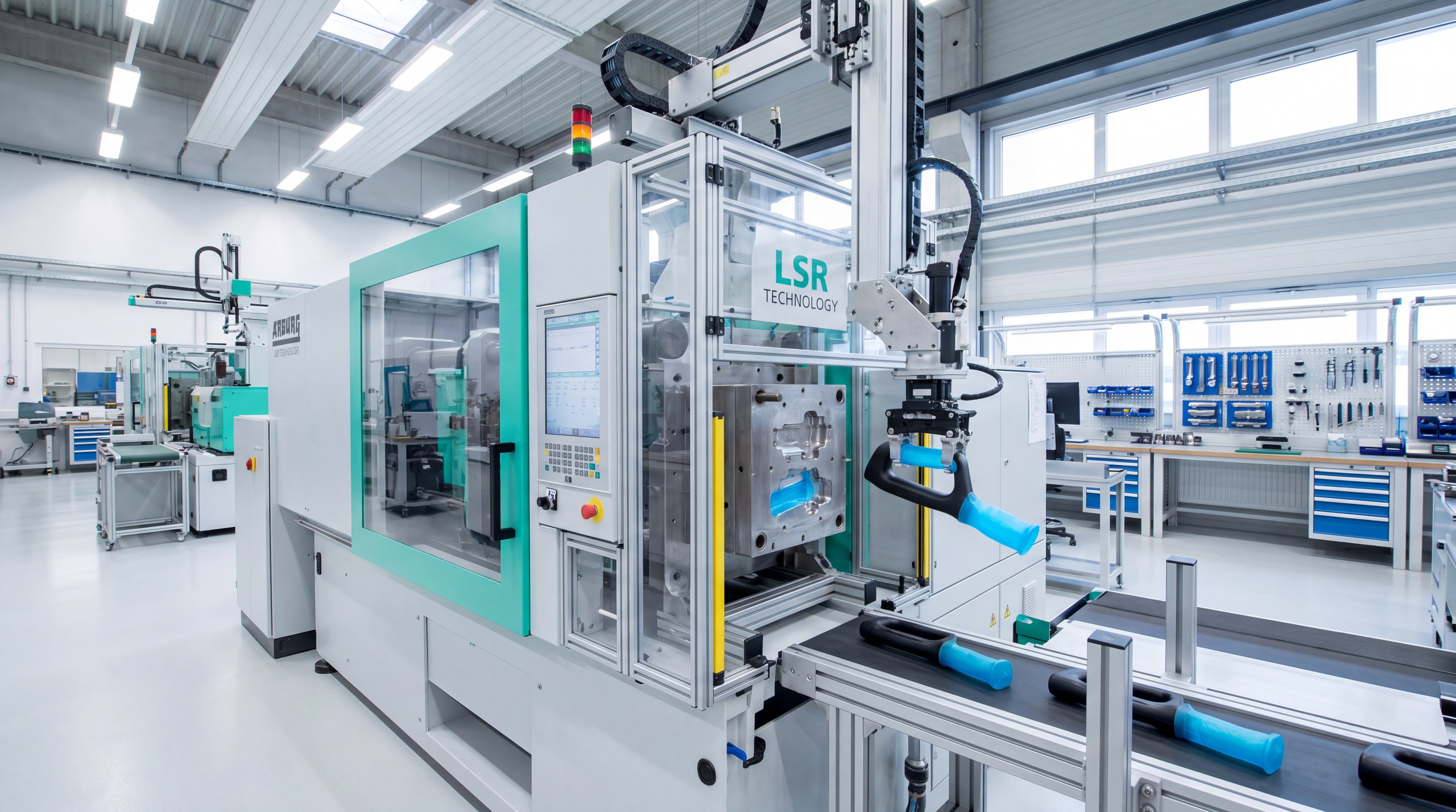 LSR injection molding machine in a clean factory environment