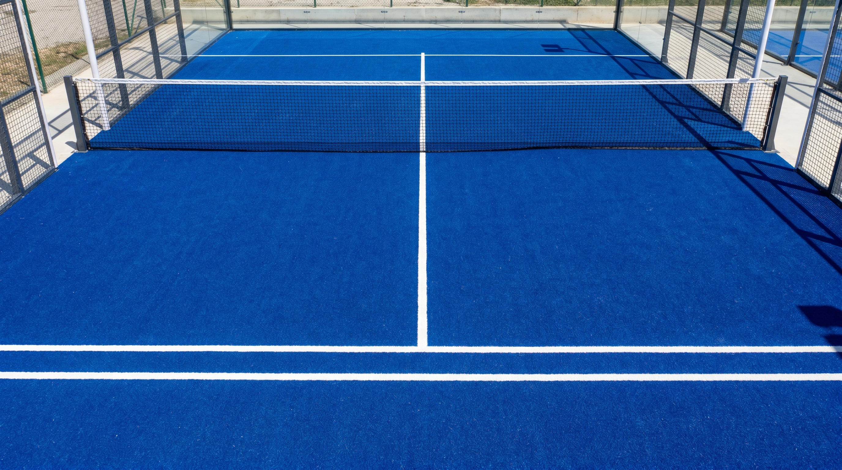 Top-down view of padel field line markings
