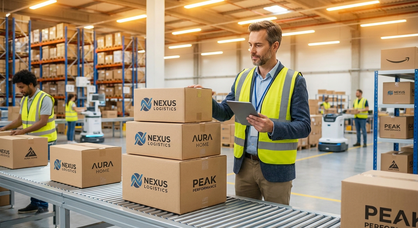 Modern E-commerce Fulfillment Warehouse with Quality Control Inspection