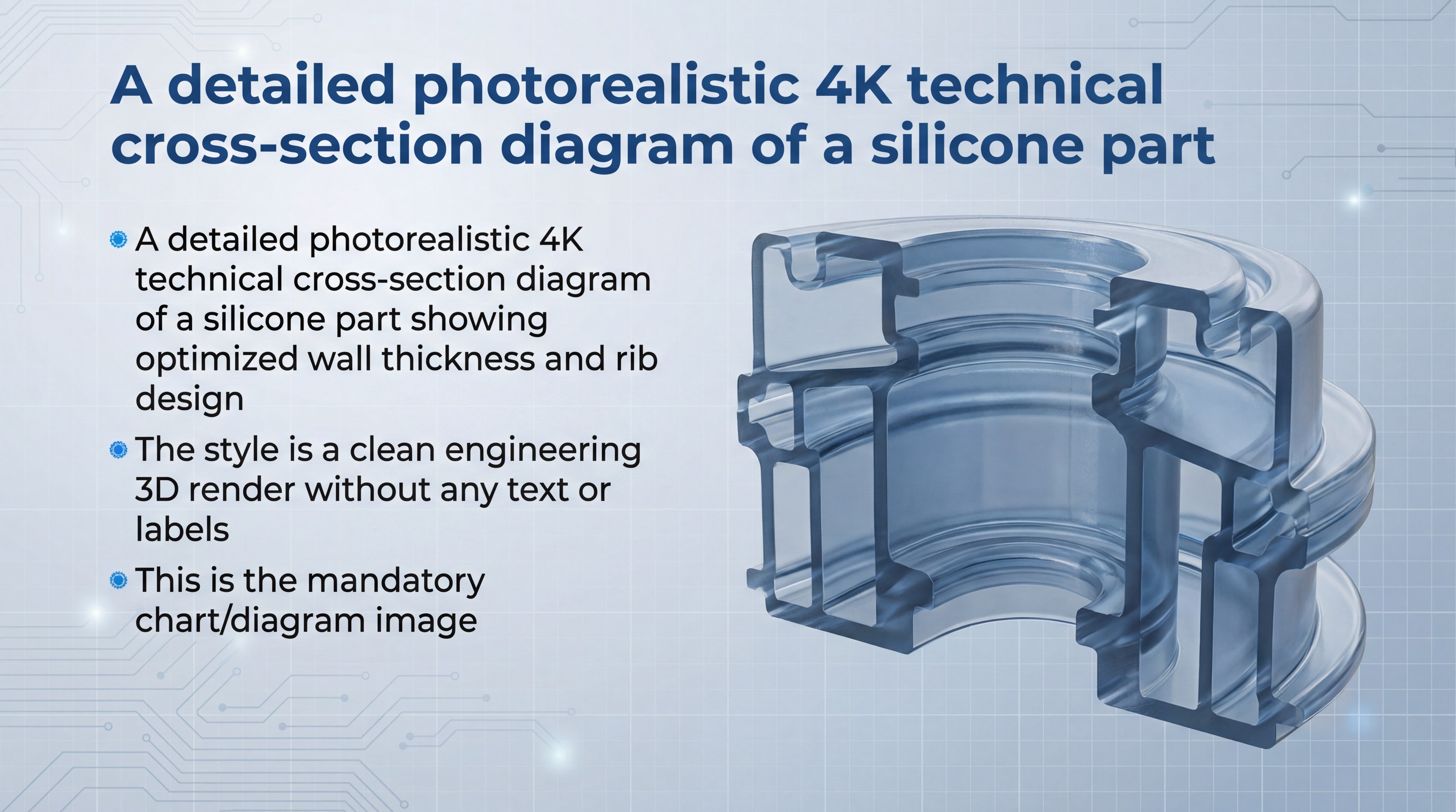 Technical cross-section diagram of an optimized silicone part