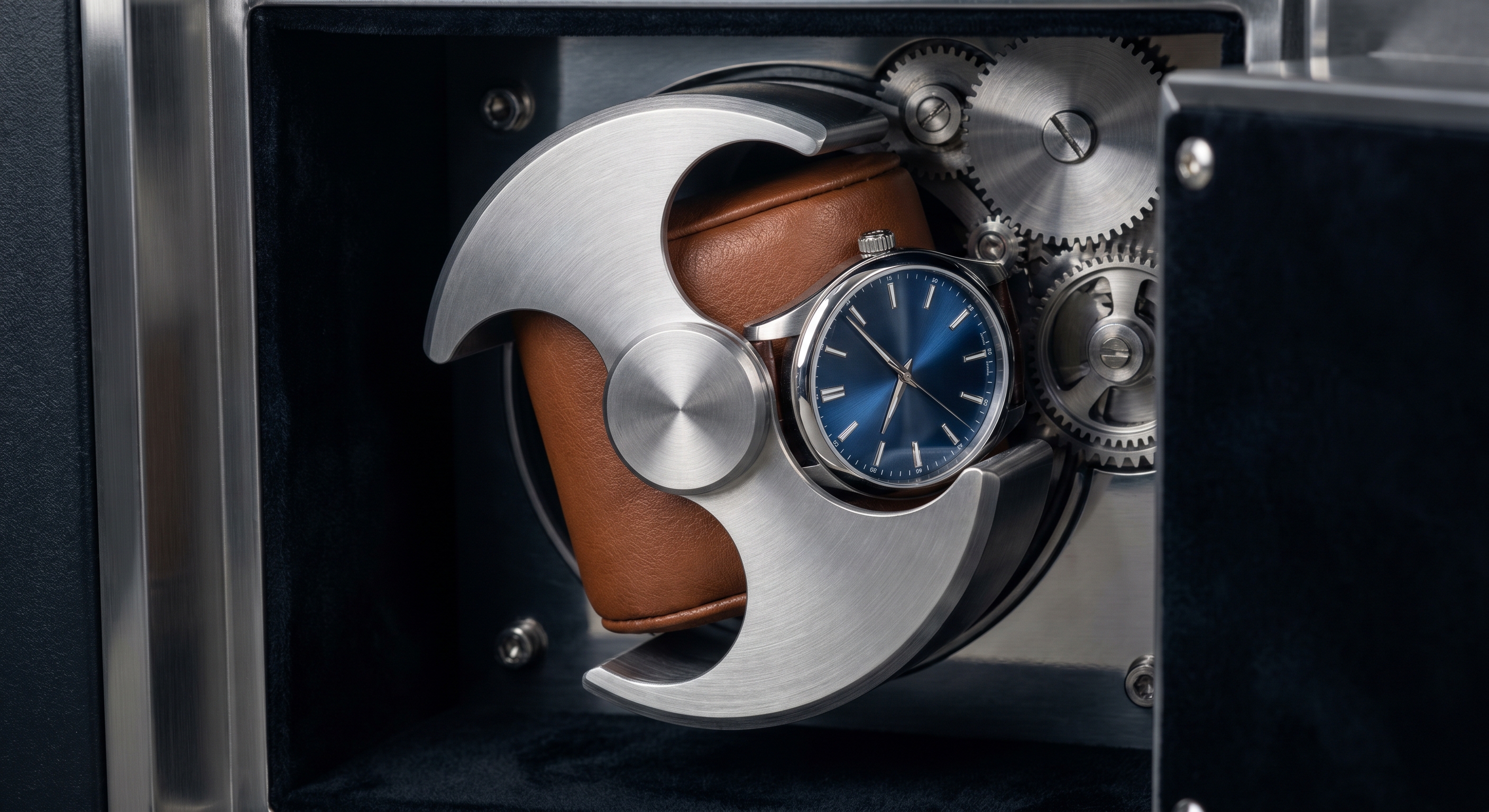 Macro Photography of Luxury Watch in Automatic Winder