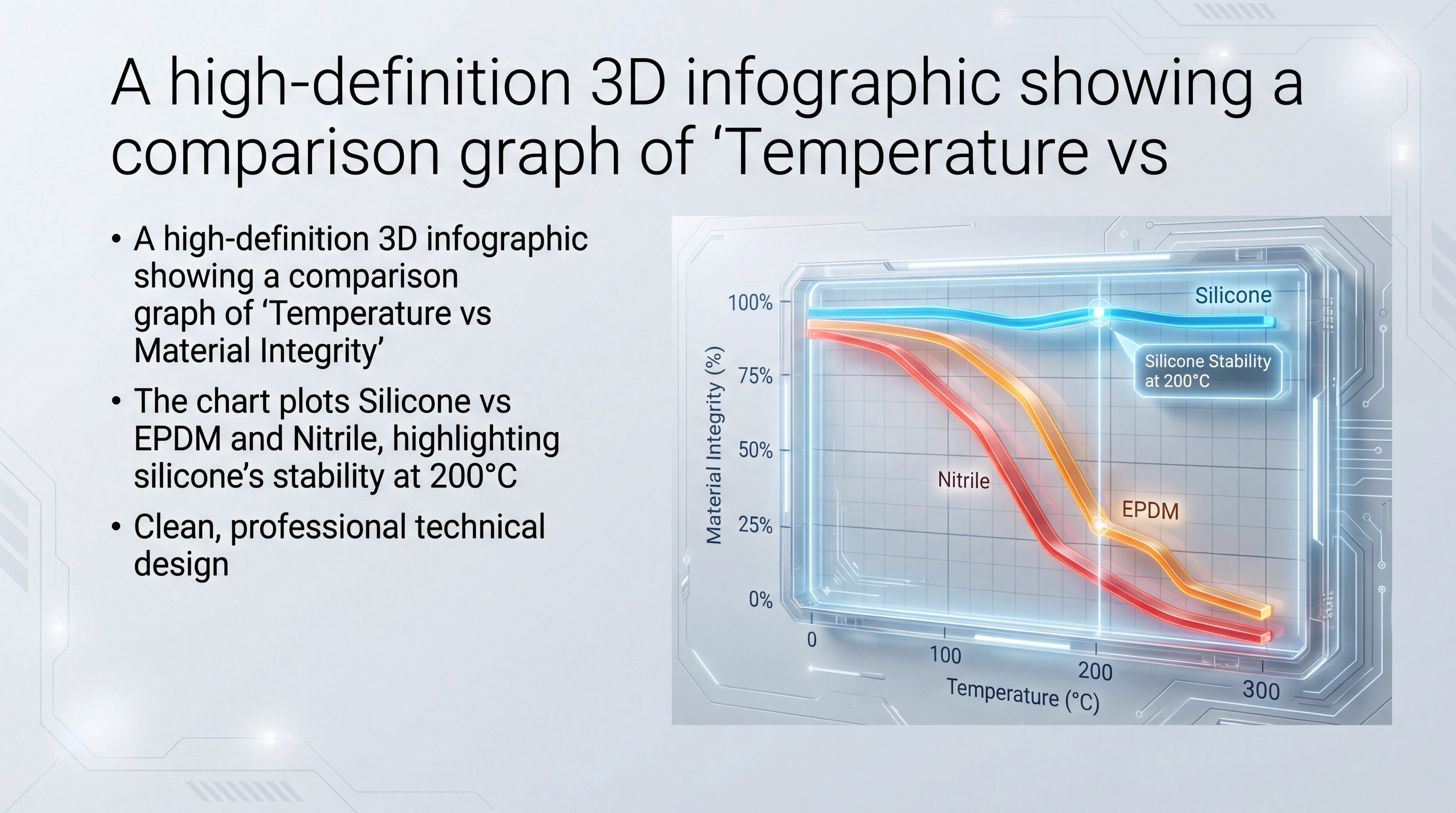 A high-definition 3D infographic showing temperature vs material integrity