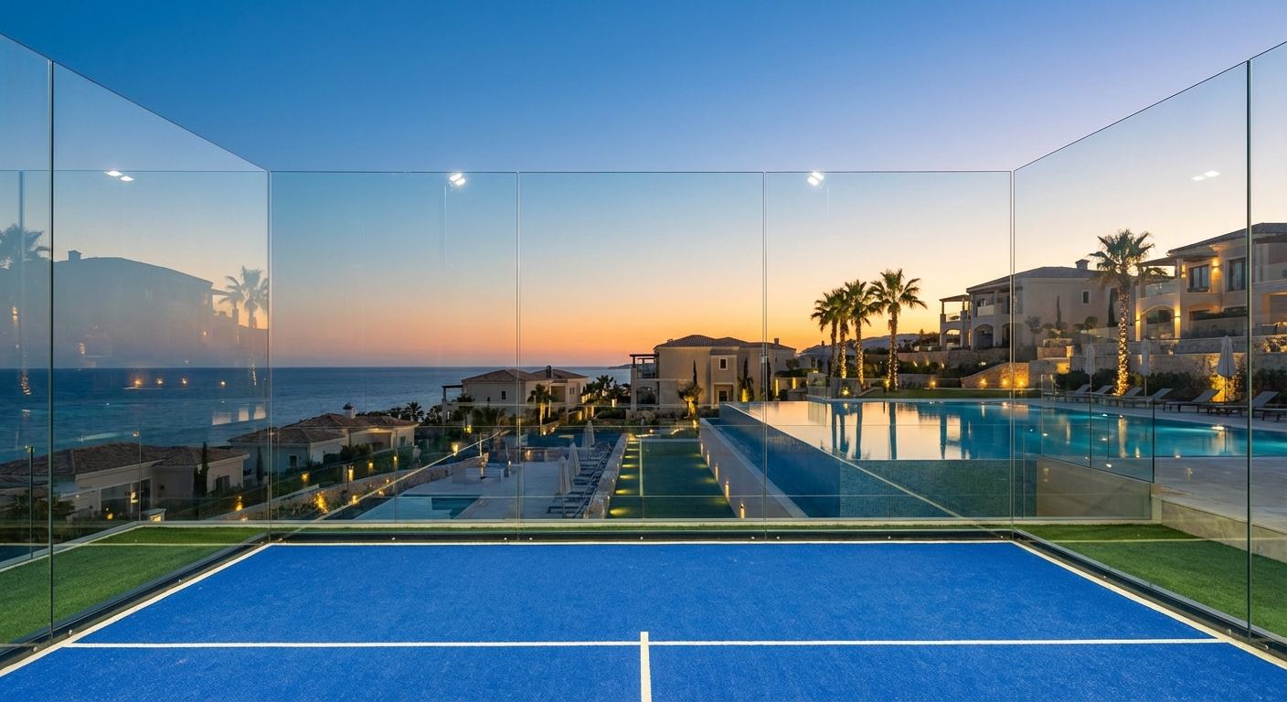 panoramic padel court luxury coastal