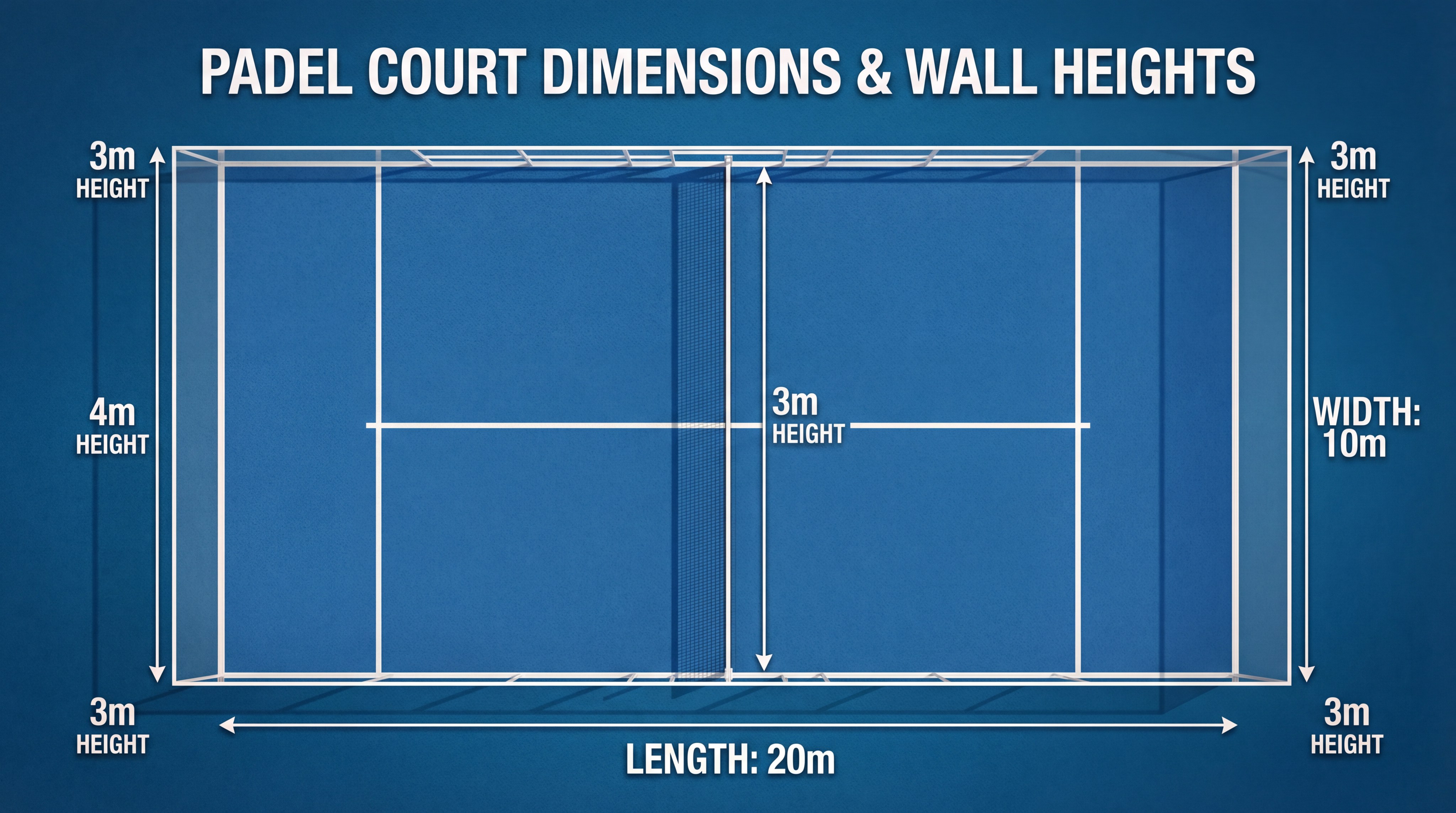 Padel Court Dimensions Technical Infographic
