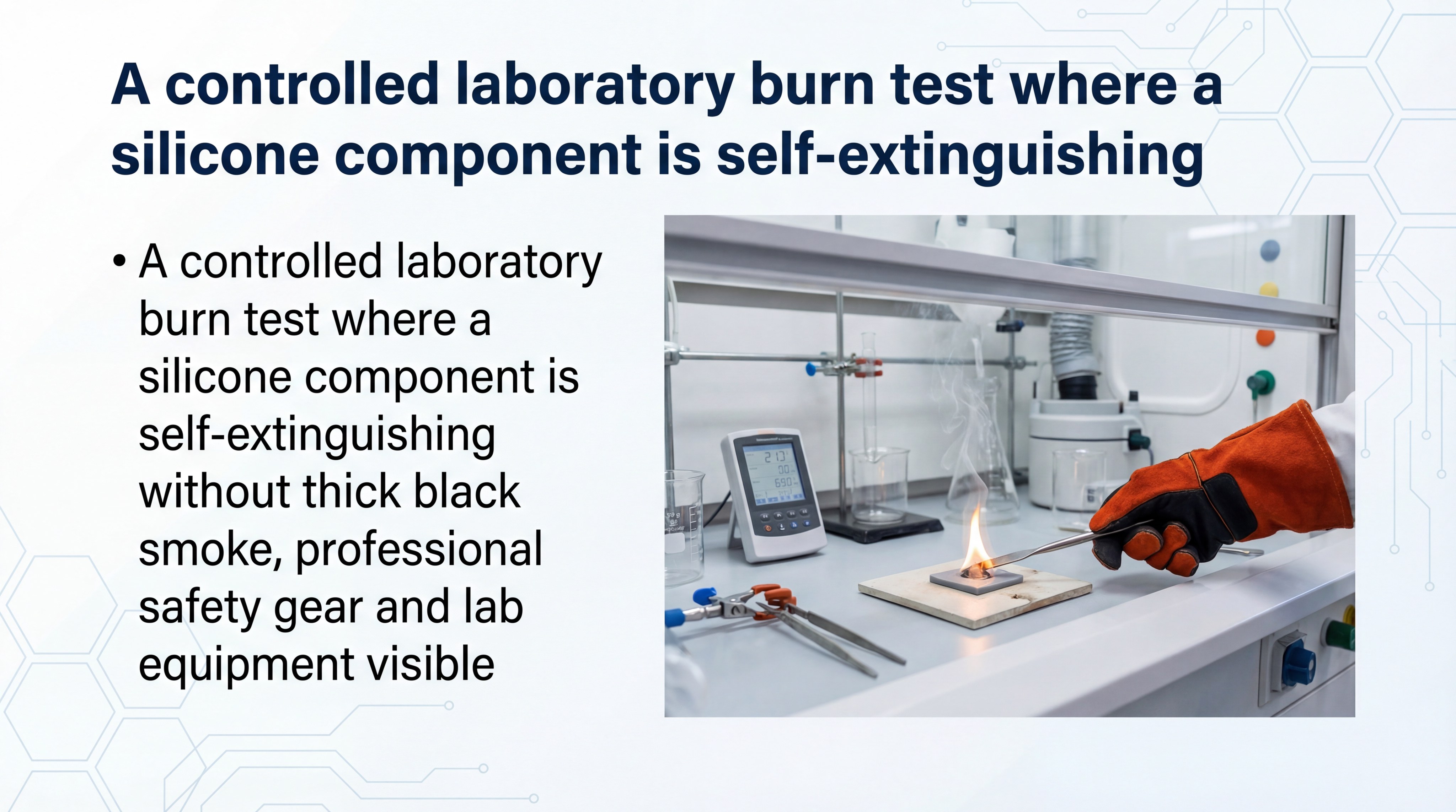 Silicone component burn test lab