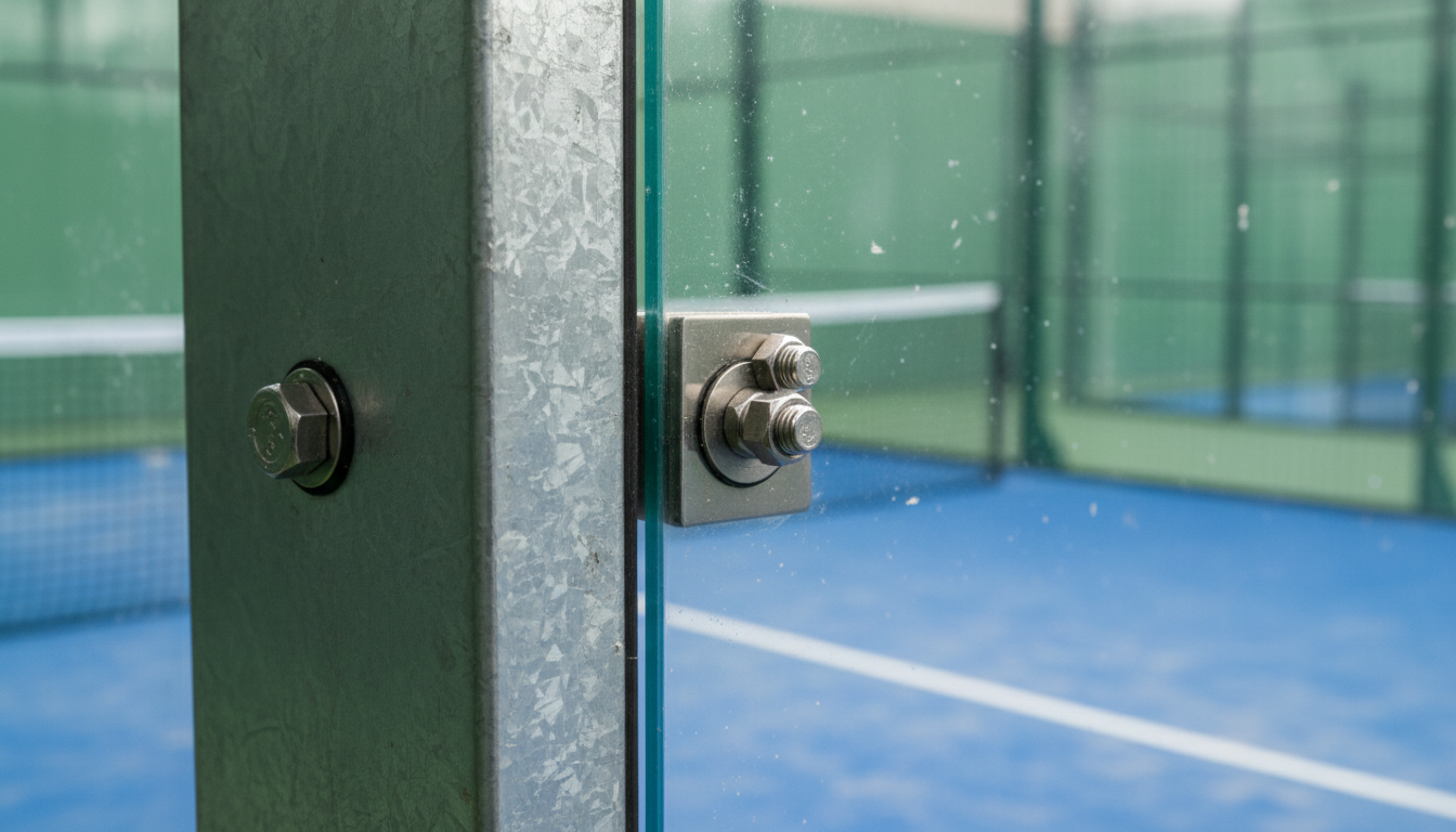 Padel court glass frame macro photo