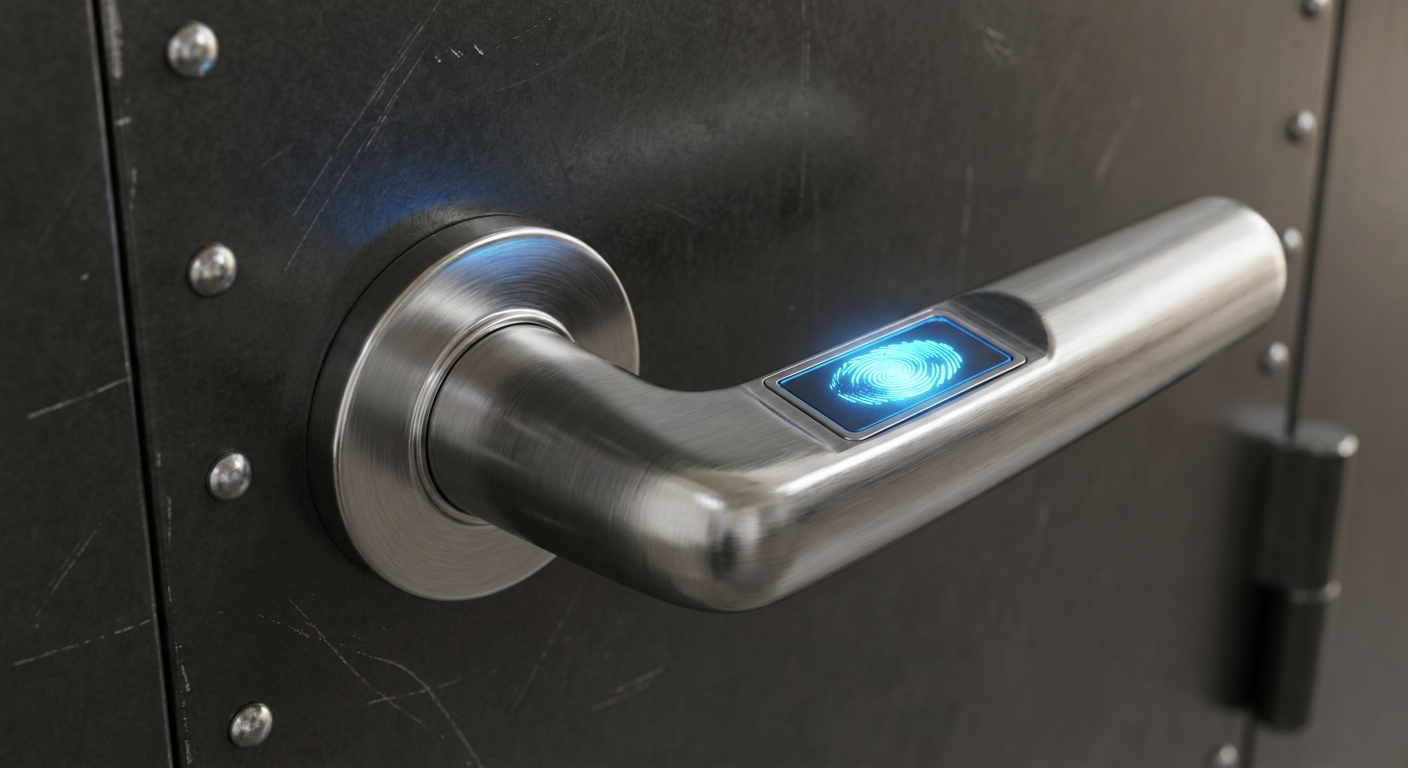 Close up of biometric fingerprint scanner