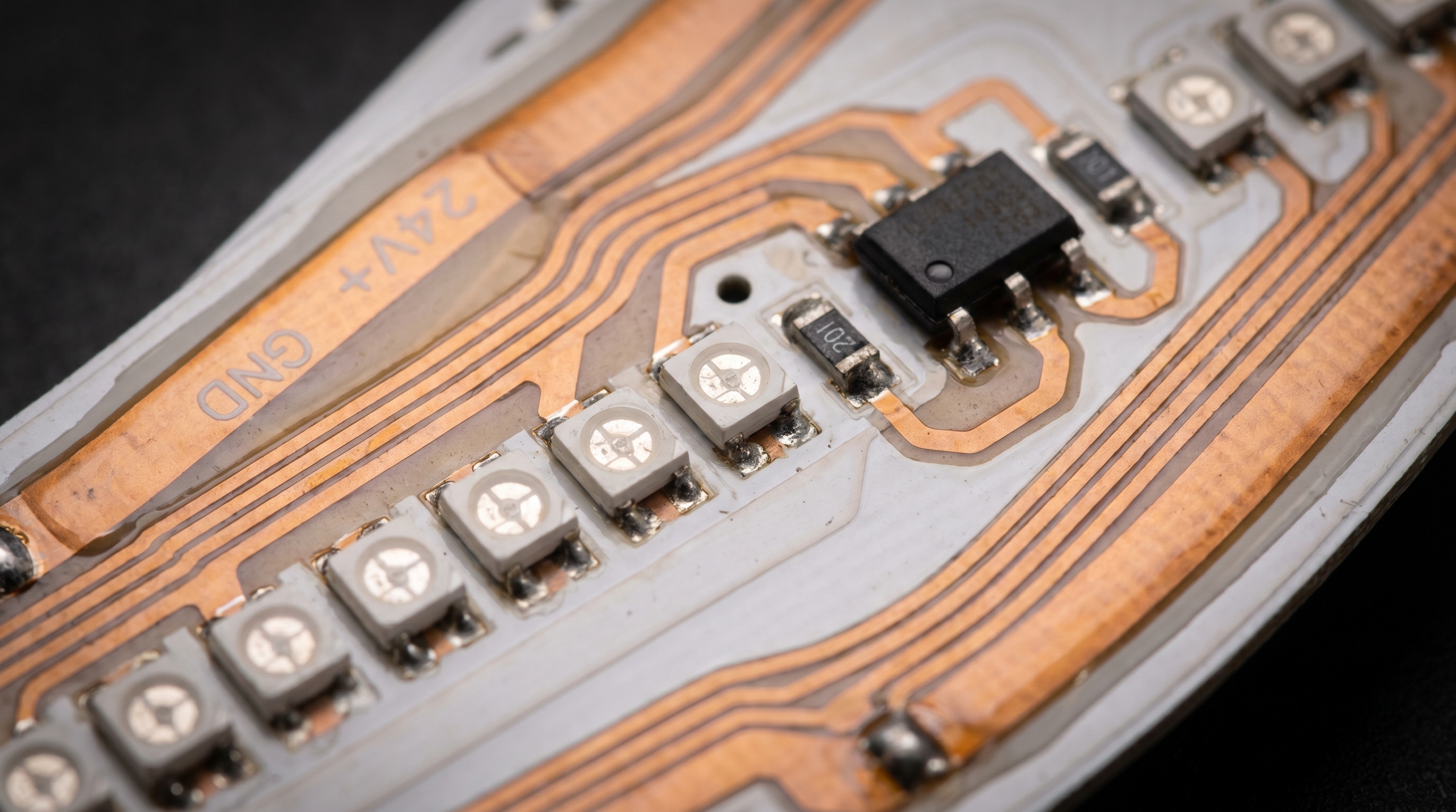 led strip pcb closeup