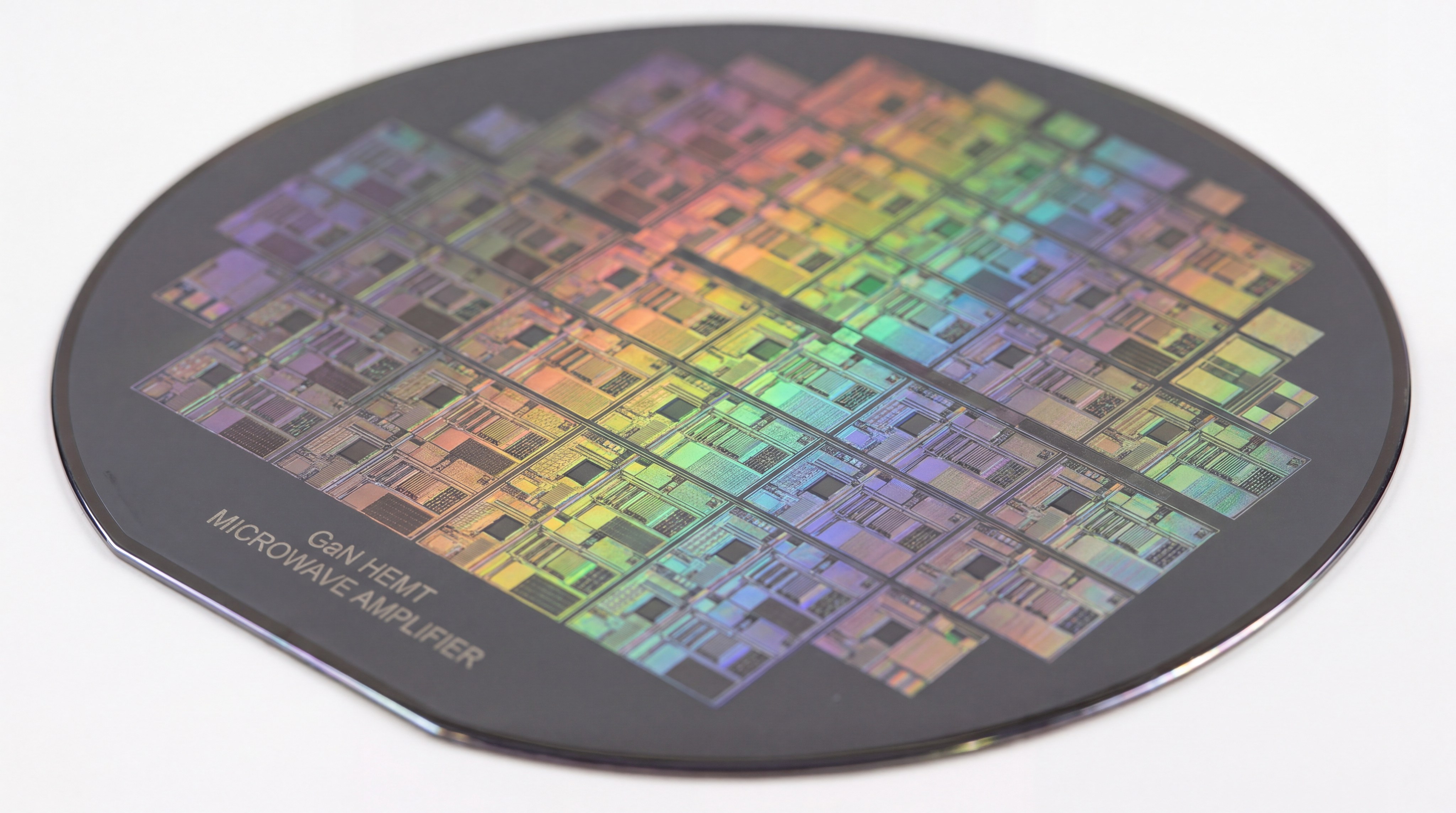 GaN HEMT Semiconductor Wafer Closeup