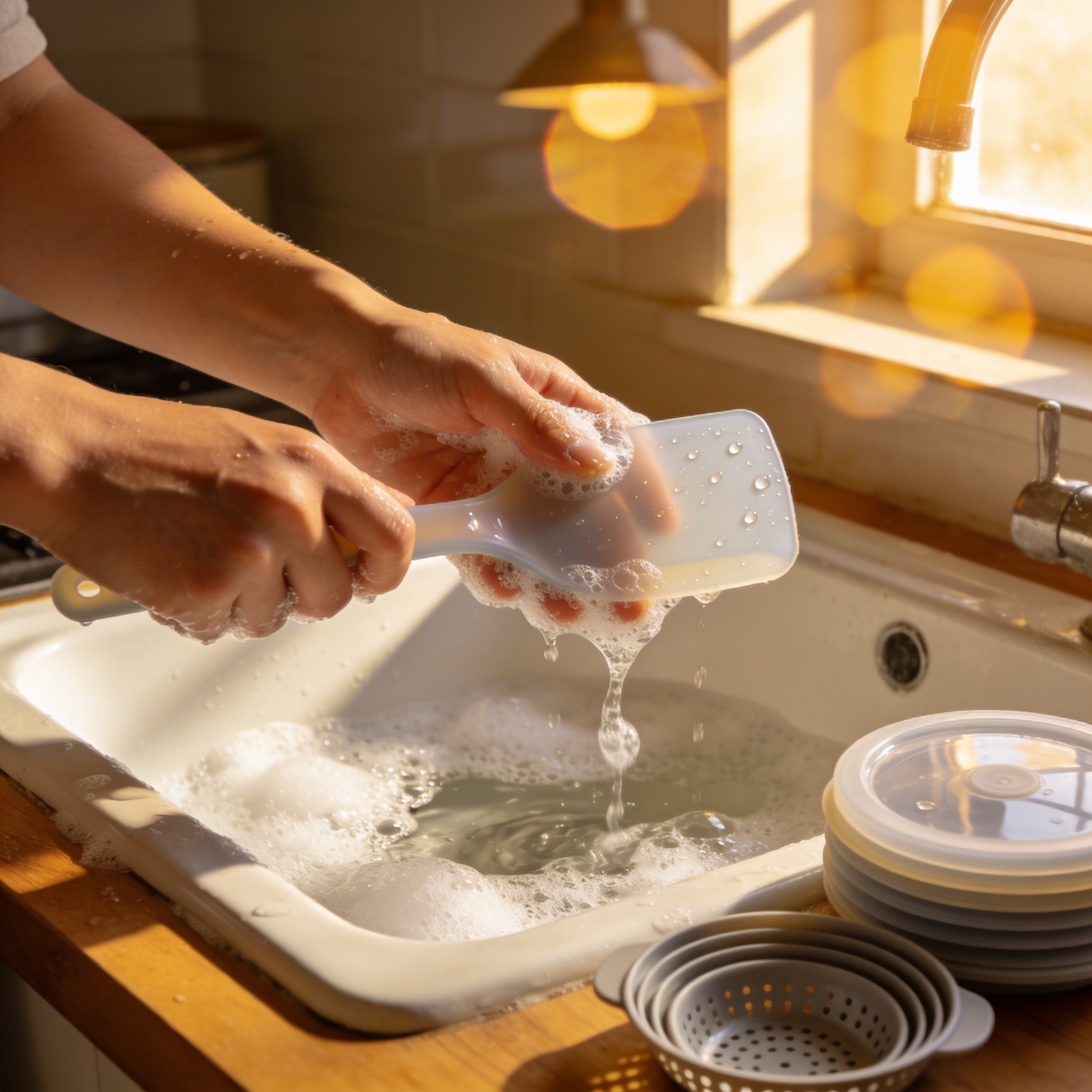 silicone kitchenware cleaning demo