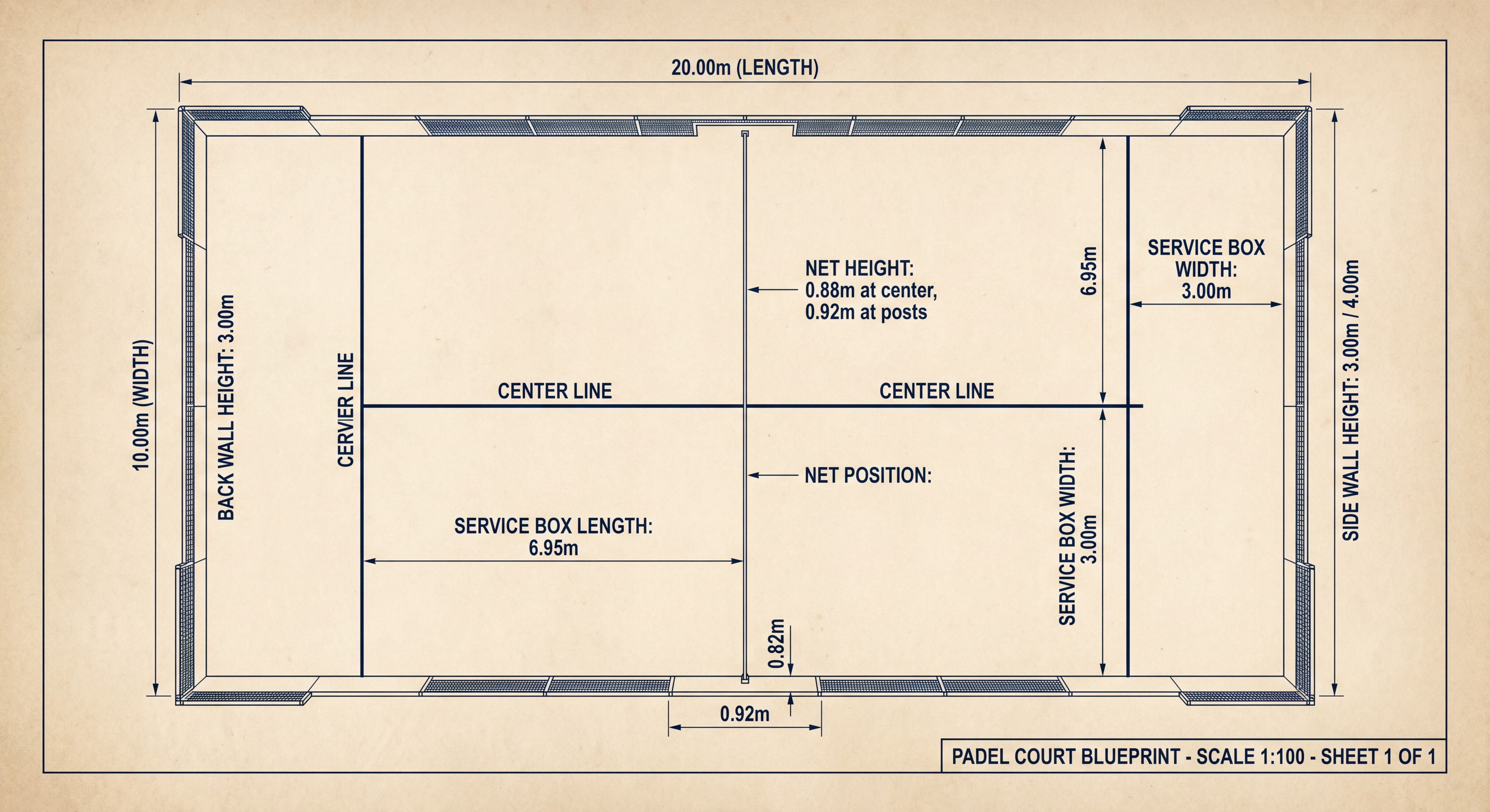 padel court architectural blueprint