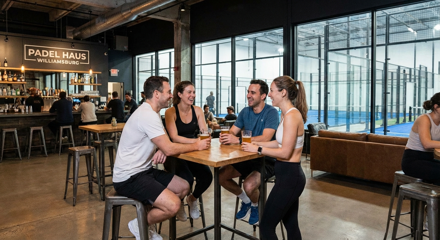 Social gathering at Padel Haus Williamsburg