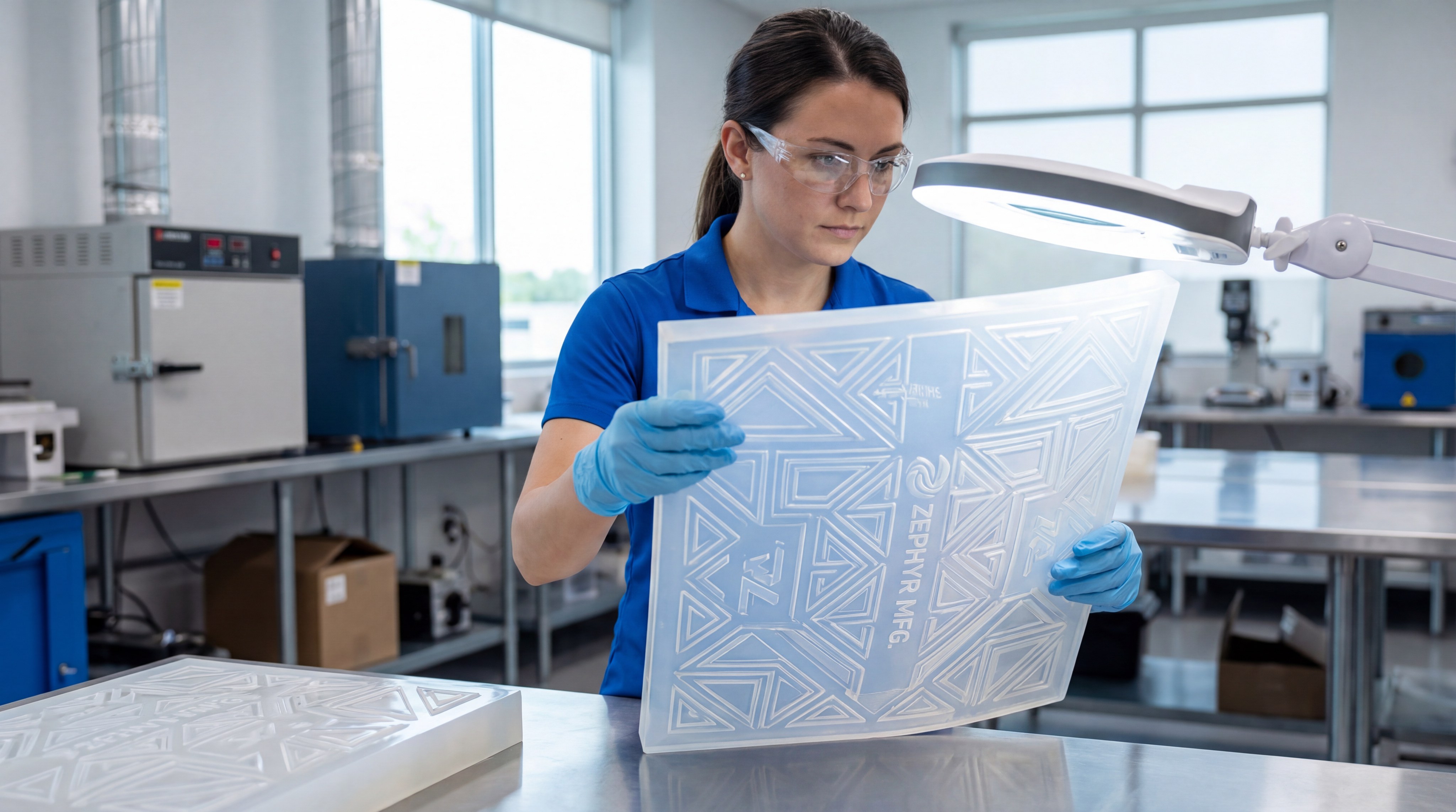 engineer inspecting silicone mold