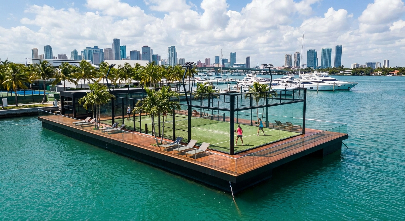 floating padel court miami harbor