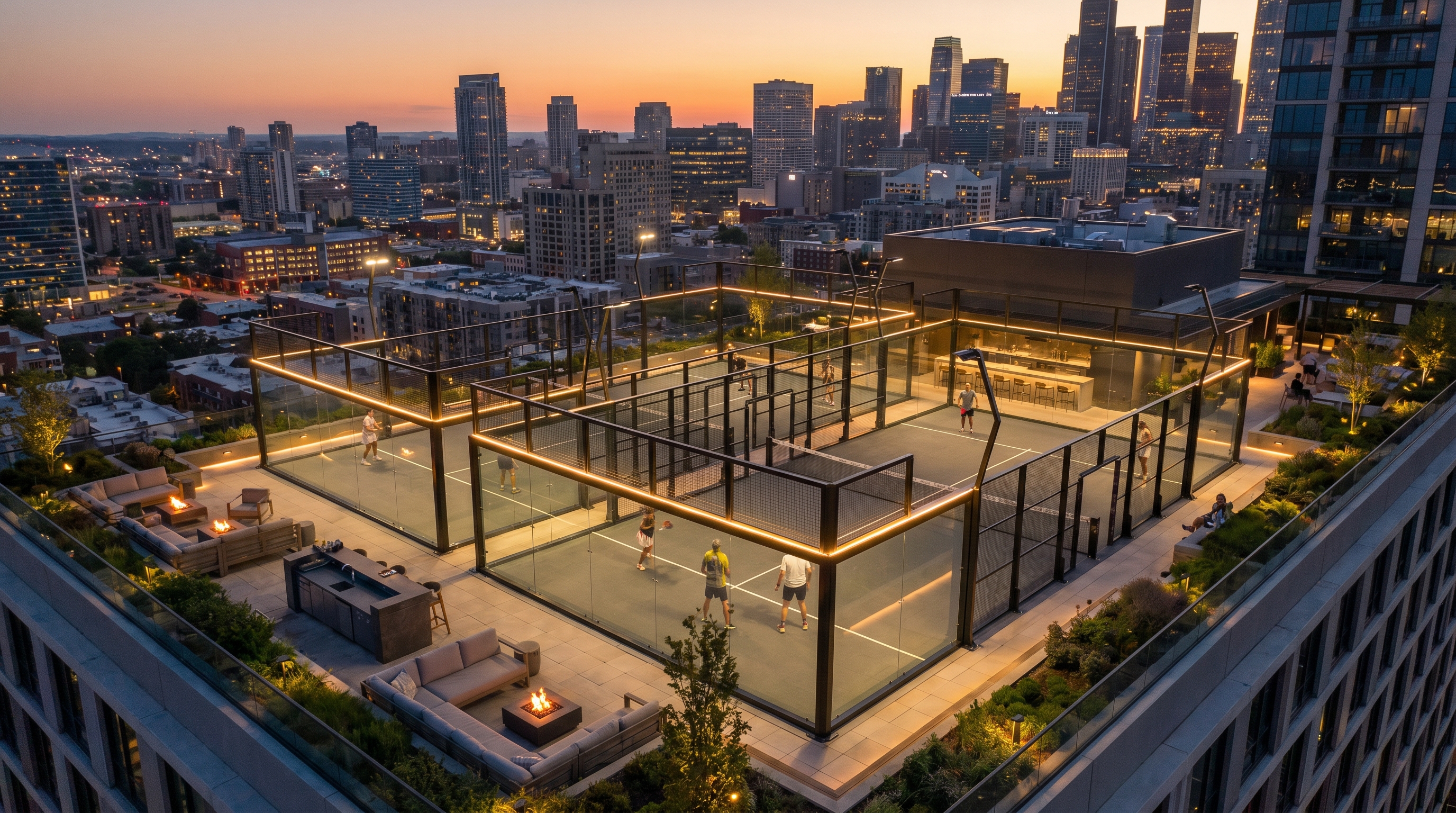 Rooftop padel courts