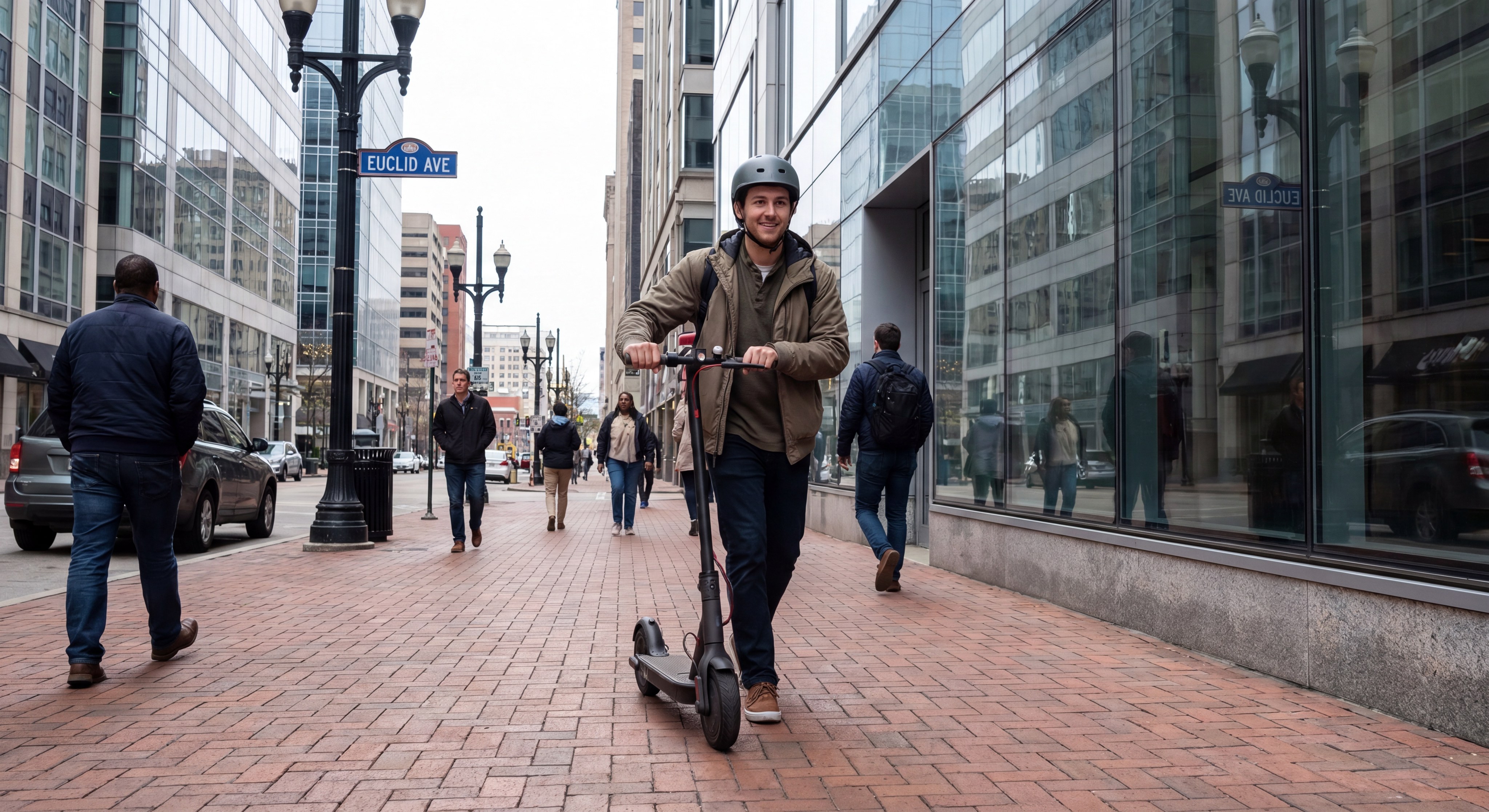 Electric Scooter Dismount Downtown Cleveland