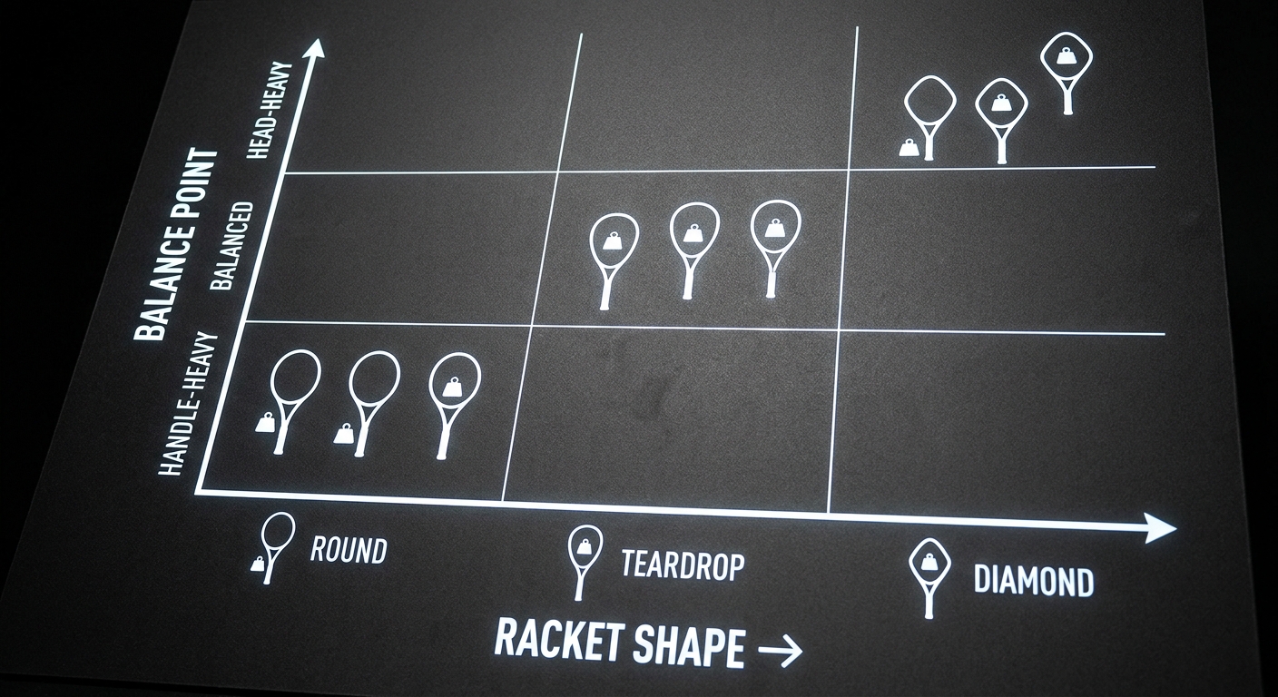 racket shape balance point infographic