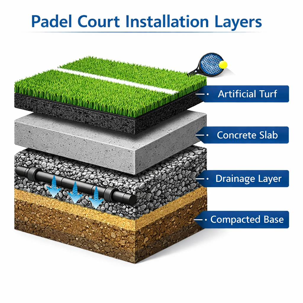 padel court cross section