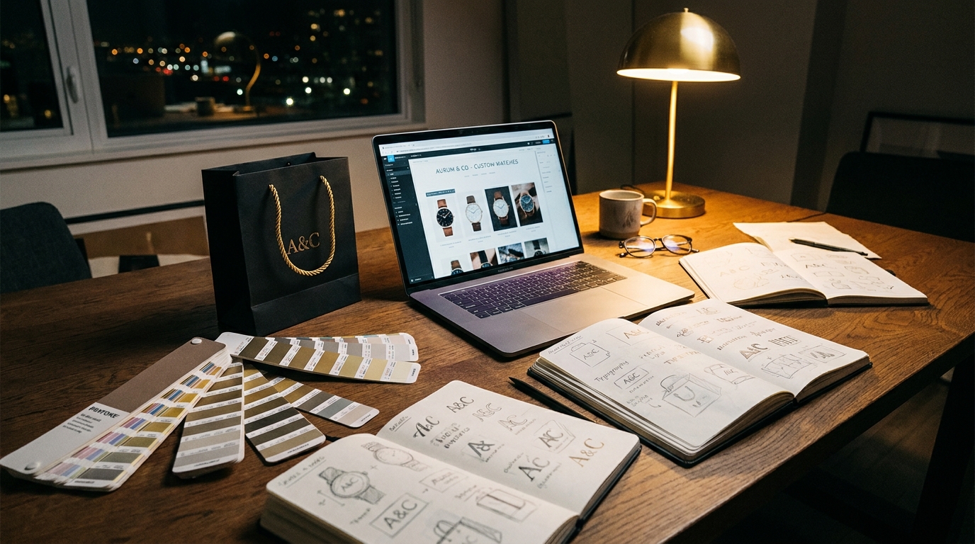 Creative Branding Workspace at Night