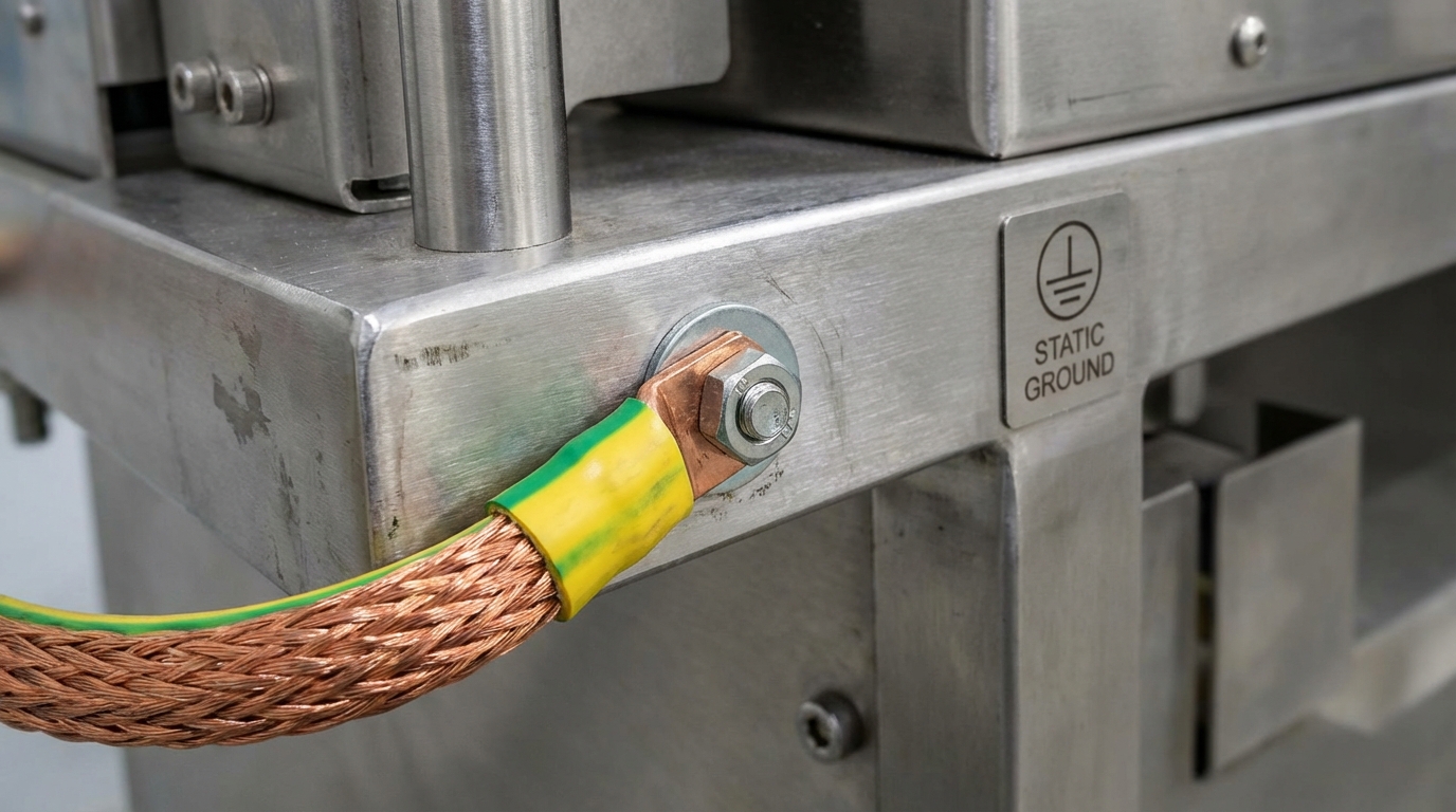 Heavy-Duty Grounding Cable on Packaging Machine Chassis