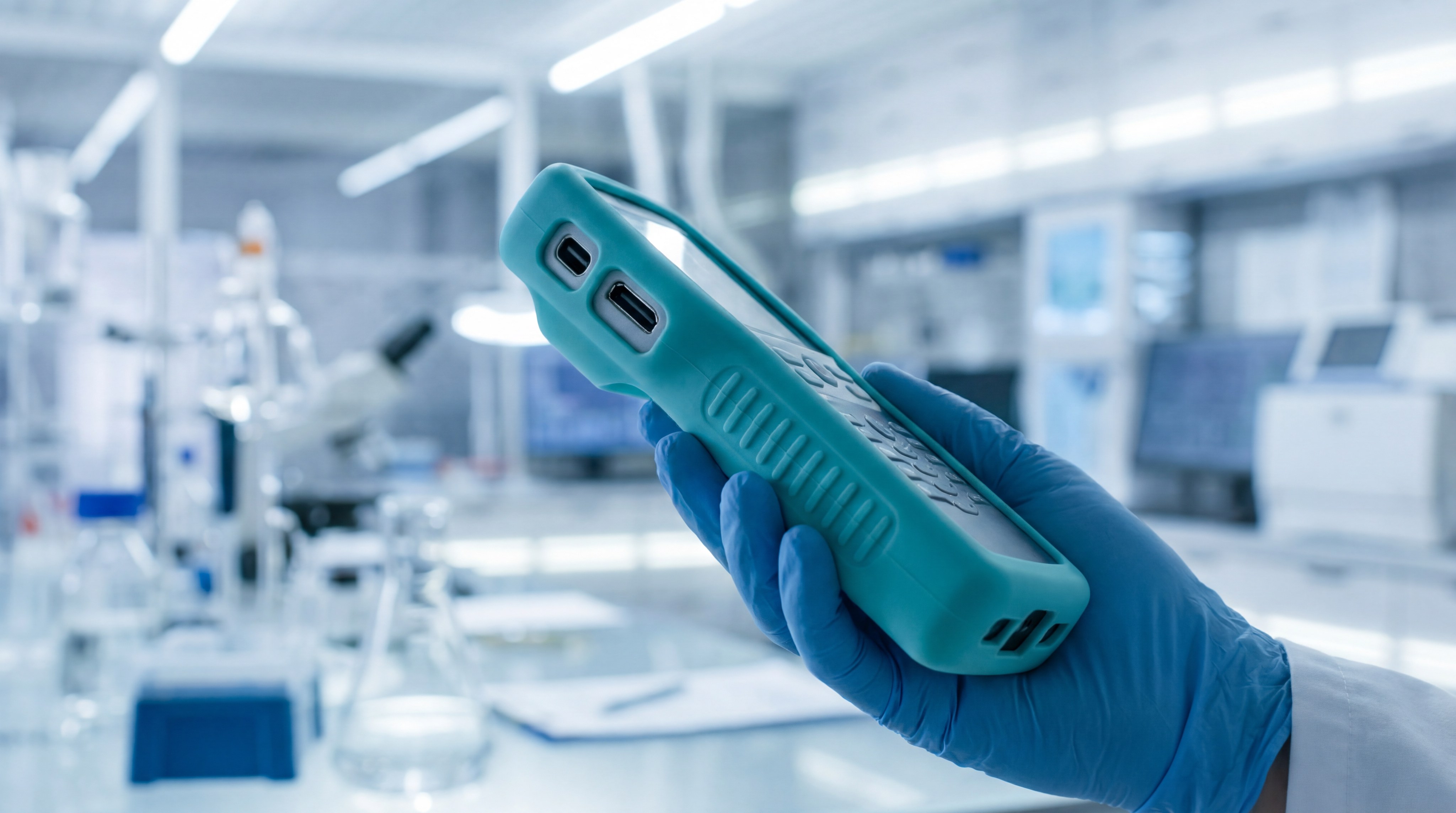 medical handheld device teal sleeve