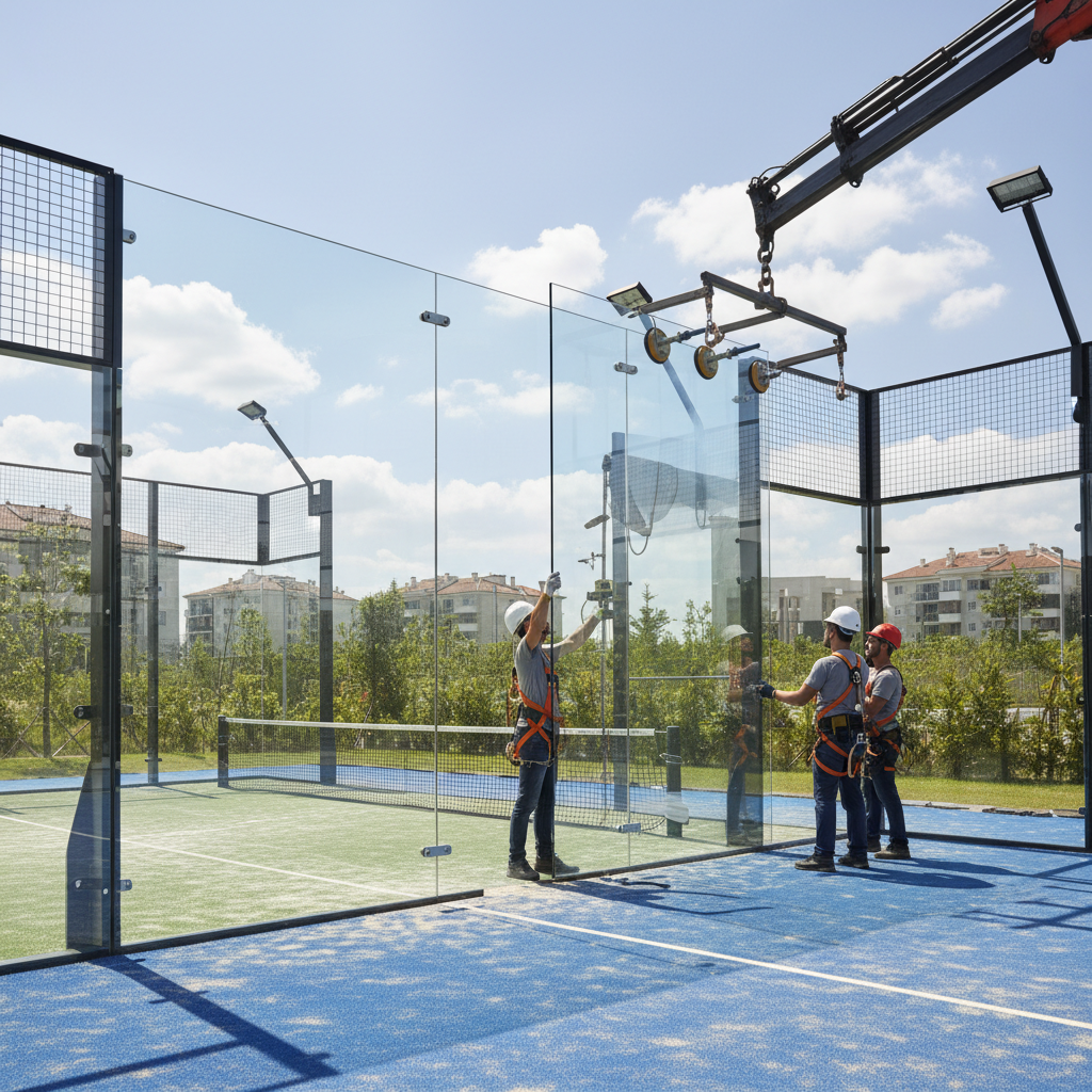 padel court glass installation