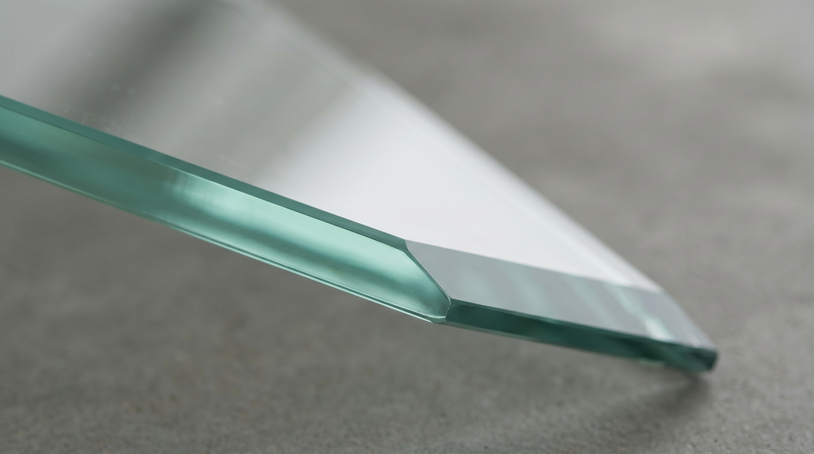 polished glass edge closeup