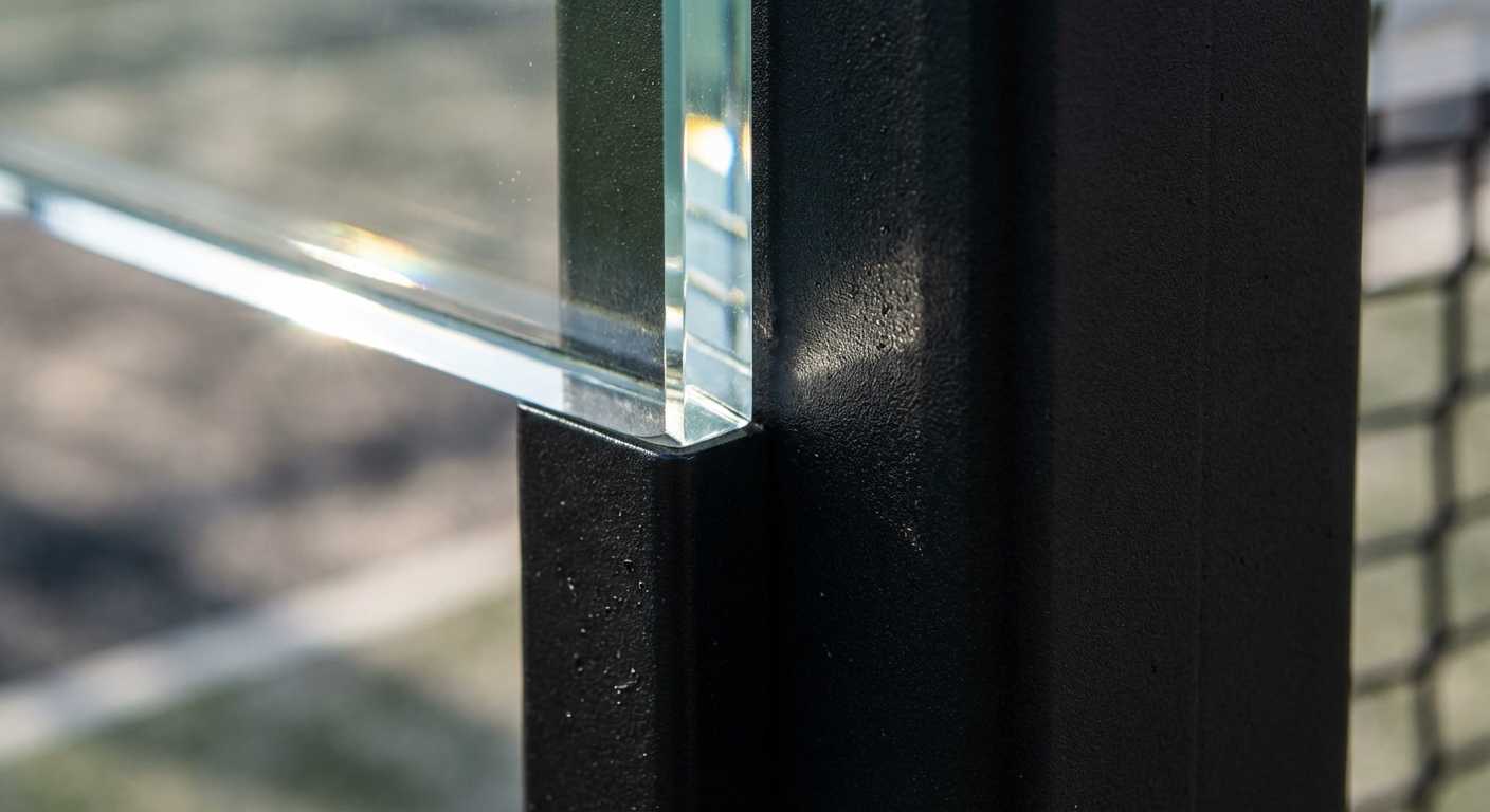 padel court glass pillar detail