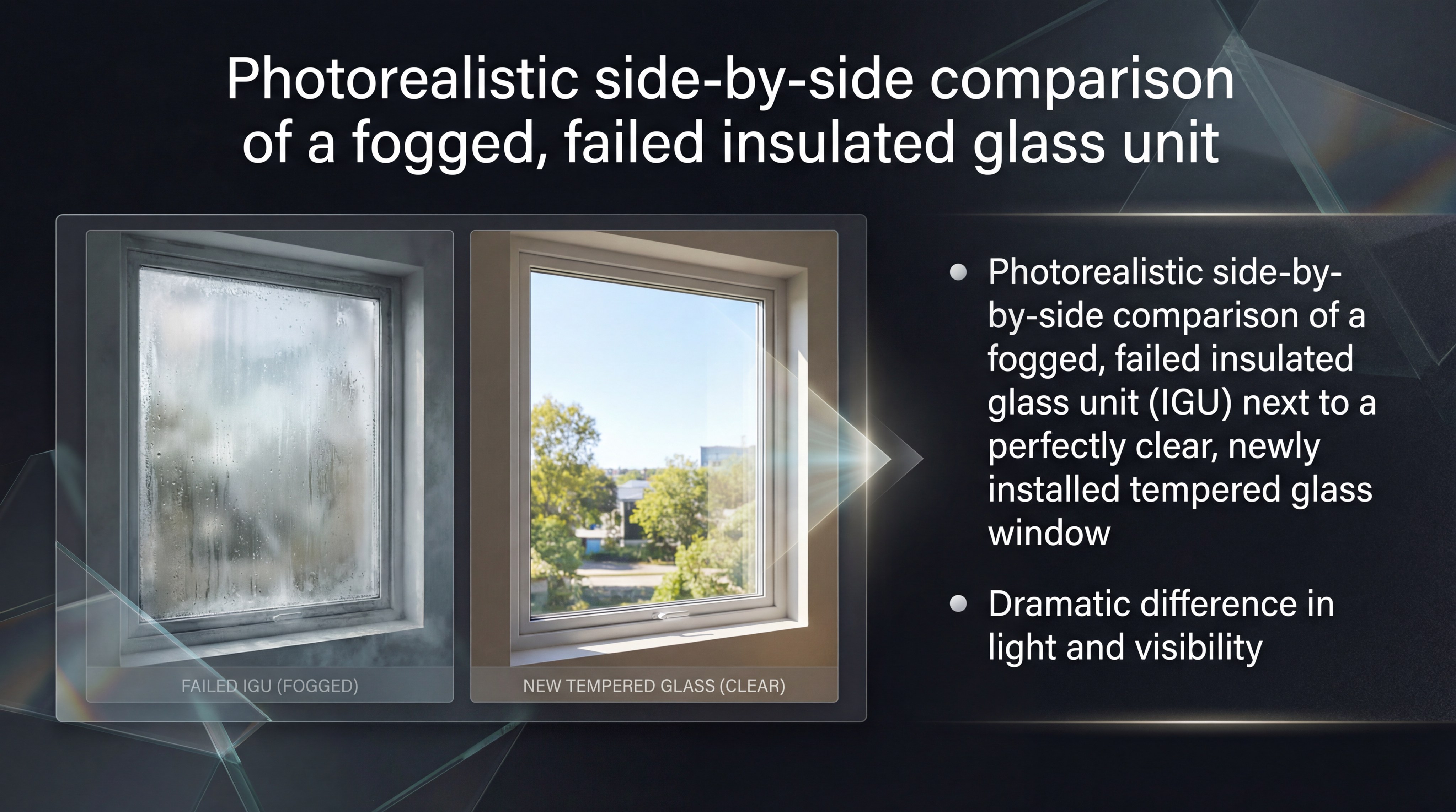 Fogged vs clear window comparison
