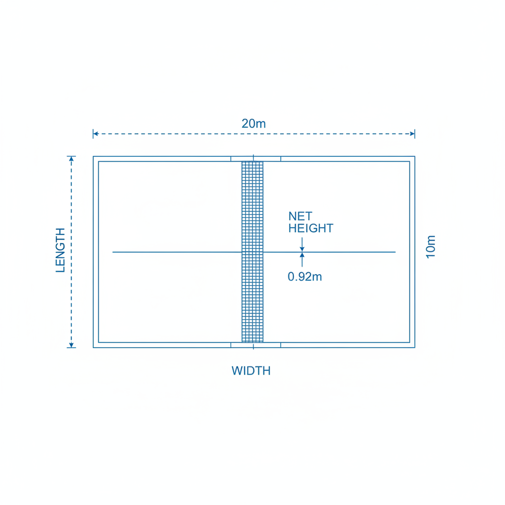 padel court dimensions diagram
