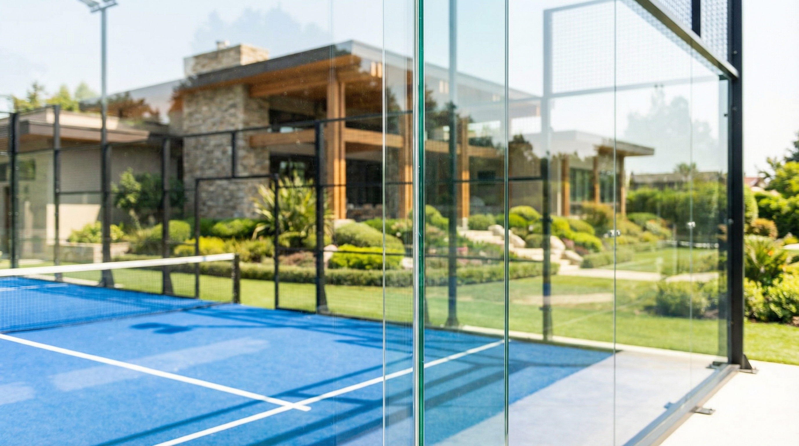 premium tempered glass padel court