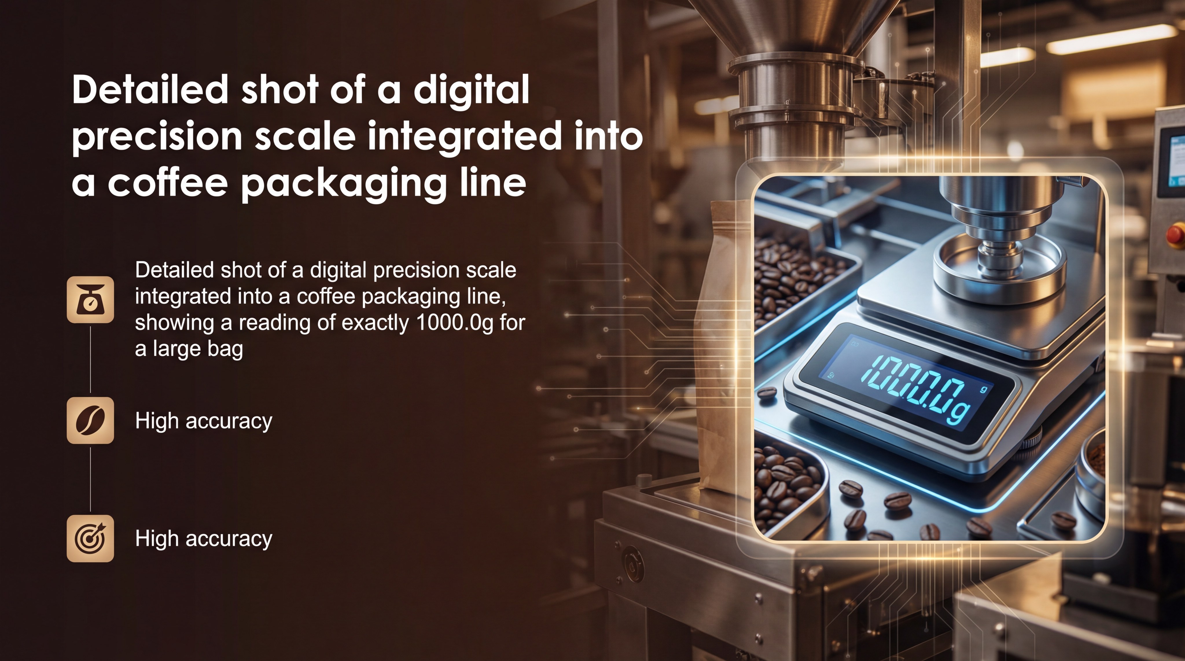 Digital precision scale integrated into a coffee packaging line